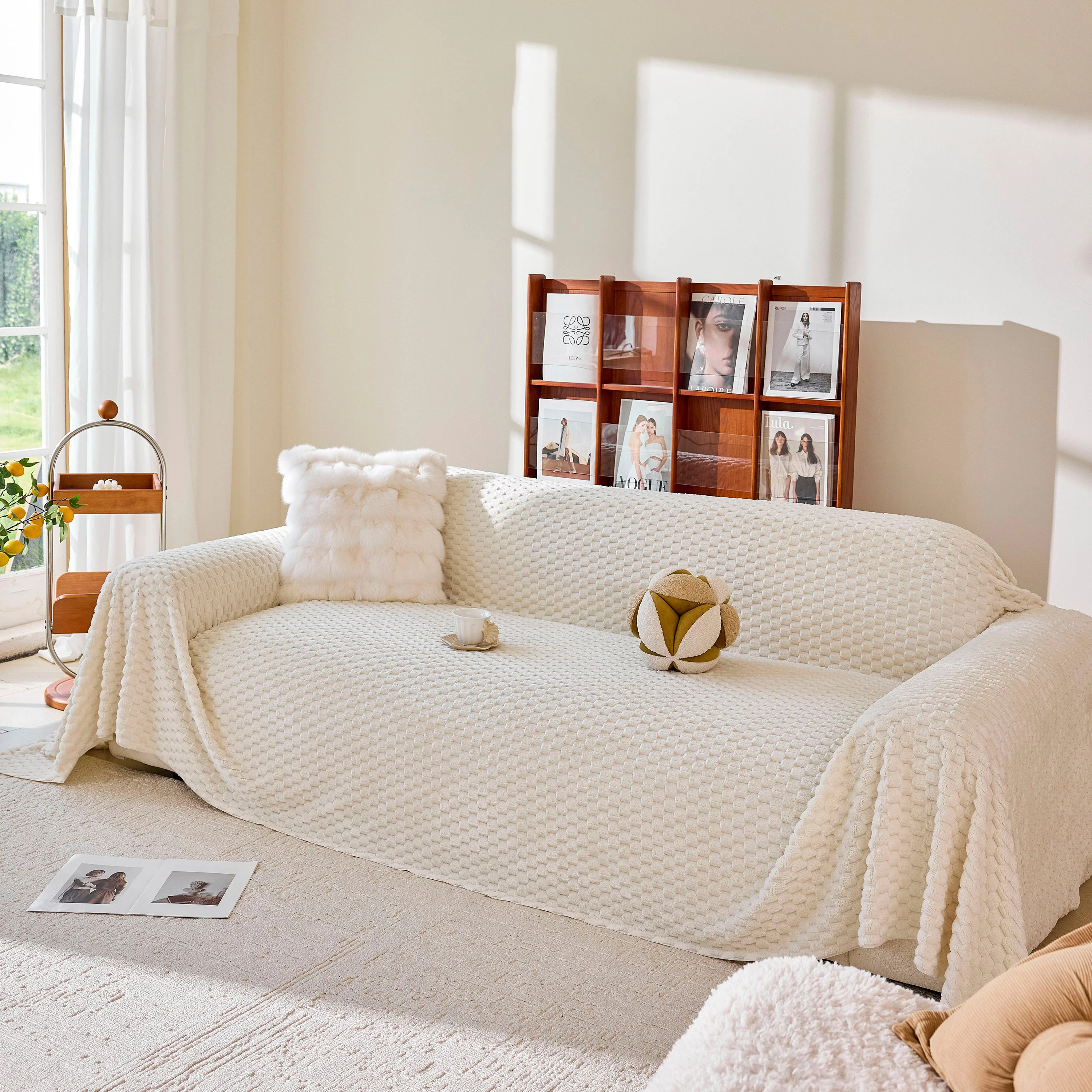 Thick Plush Non-Slip Sofa Throw Cover, Warm Soft Faux Fur Couch Protector for Winter - Image 3
