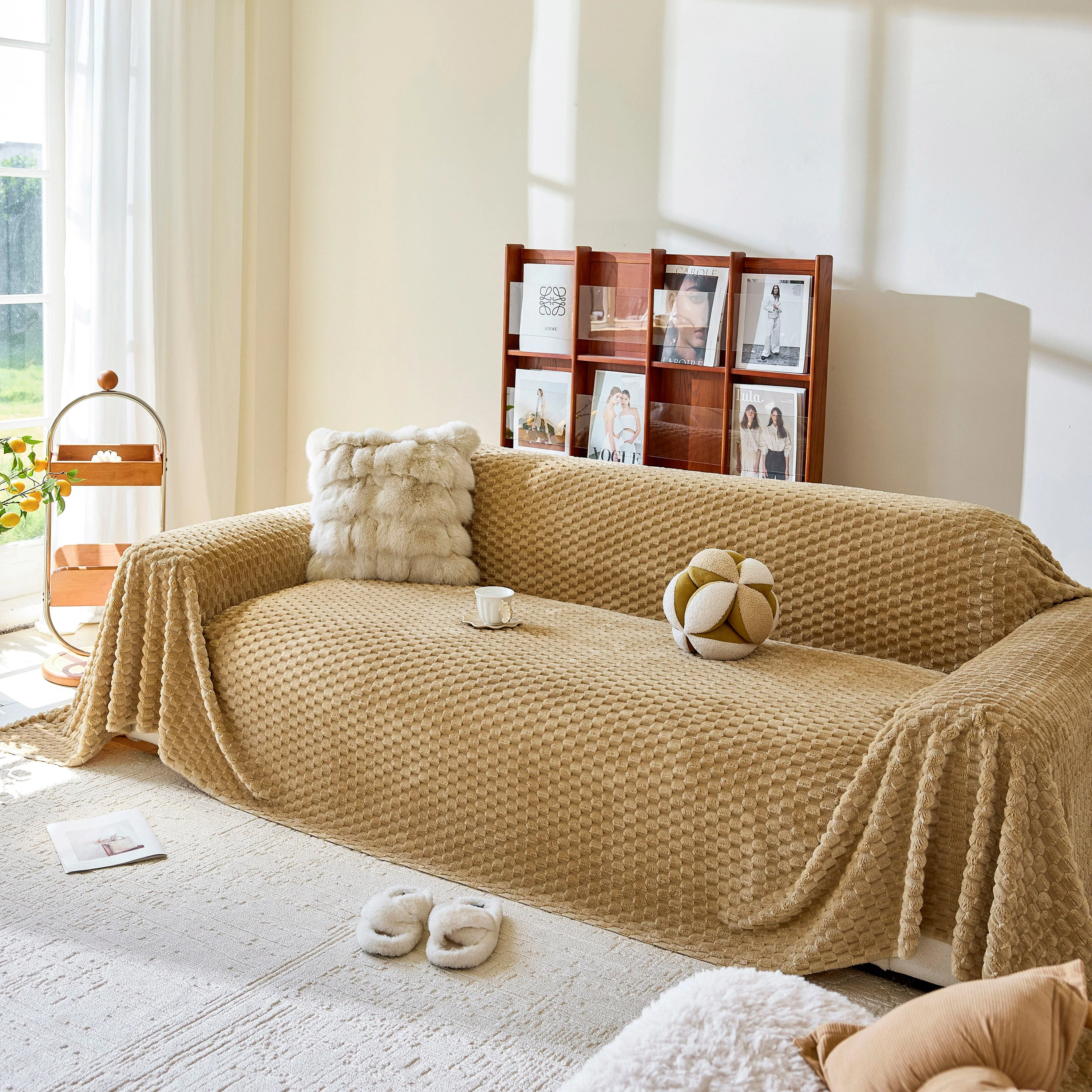 Thick Plush Non-Slip Sofa Throw Cover, Warm Soft Faux Fur Couch Protector for Winter - Image 30