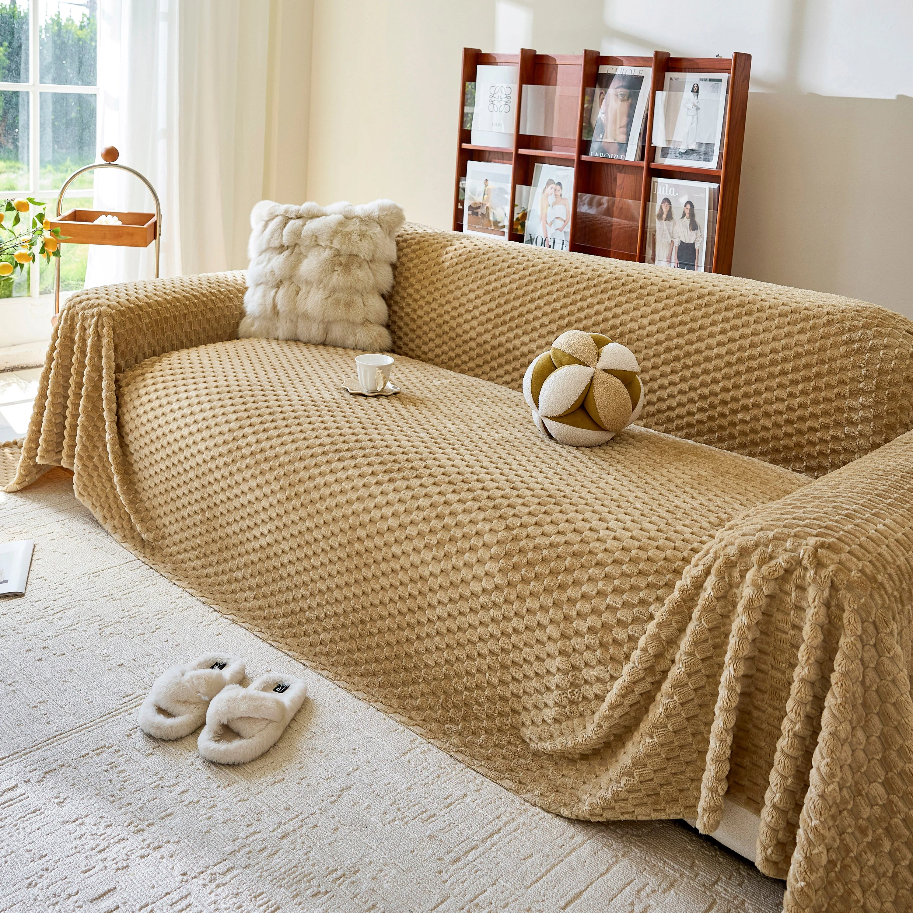 Thick Plush Non-Slip Sofa Throw Cover, Warm Soft Faux Fur Couch Protector for Winter - Image 32
