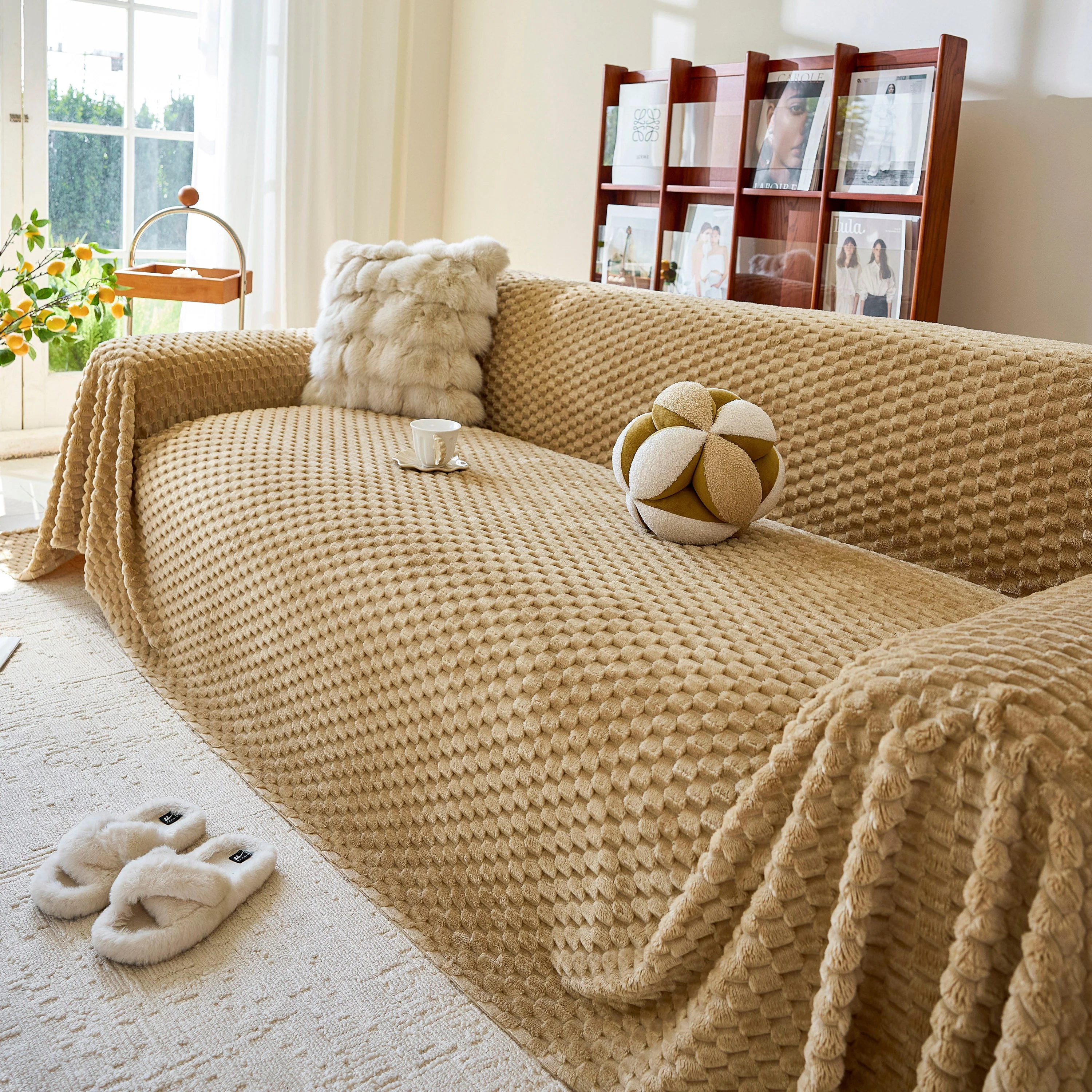 Thick Plush Non-Slip Sofa Throw Cover, Warm Soft Faux Fur Couch Protector for Winter - Image 33