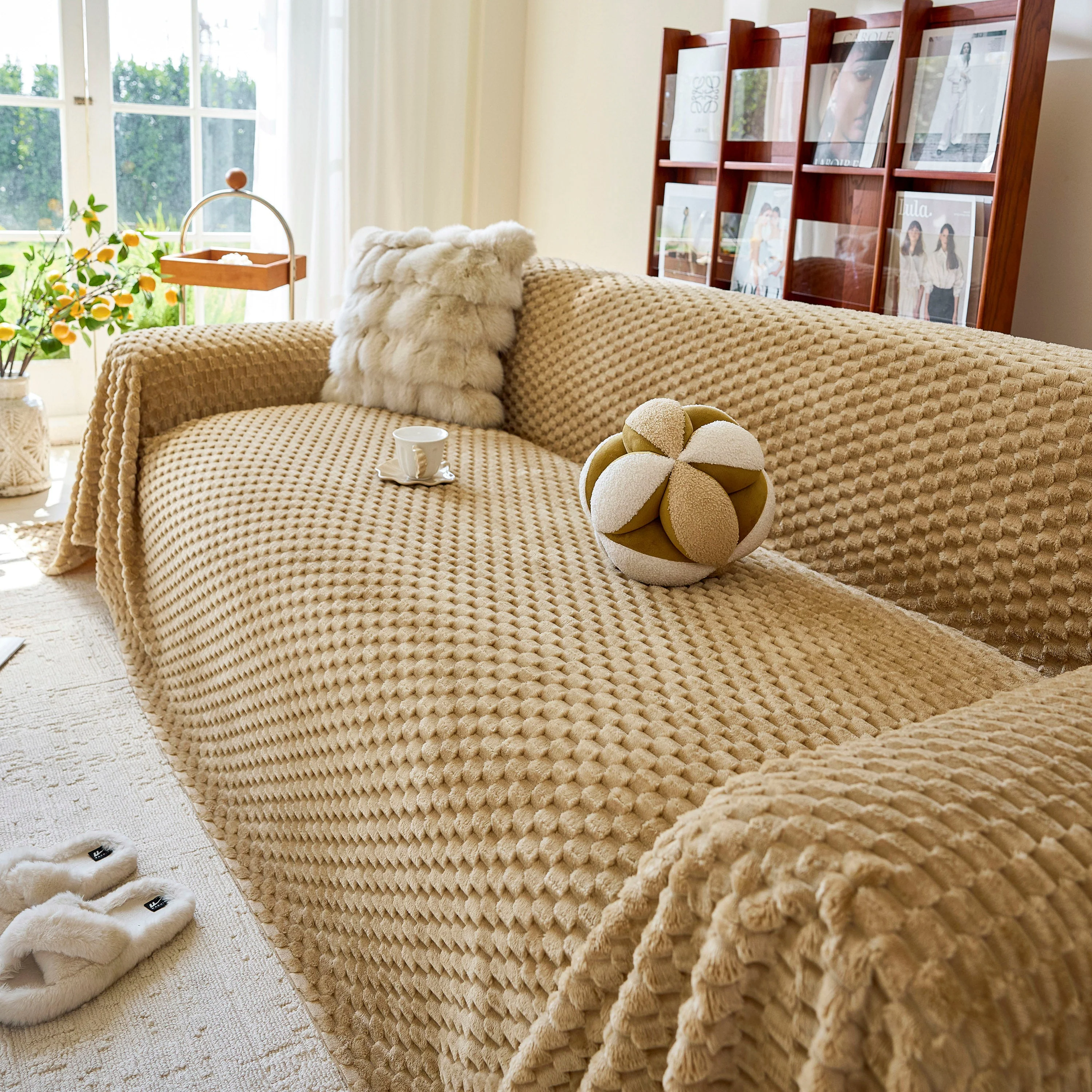 Thick Plush Non-Slip Sofa Throw Cover, Warm Soft Faux Fur Couch Protector for Winter - Image 34