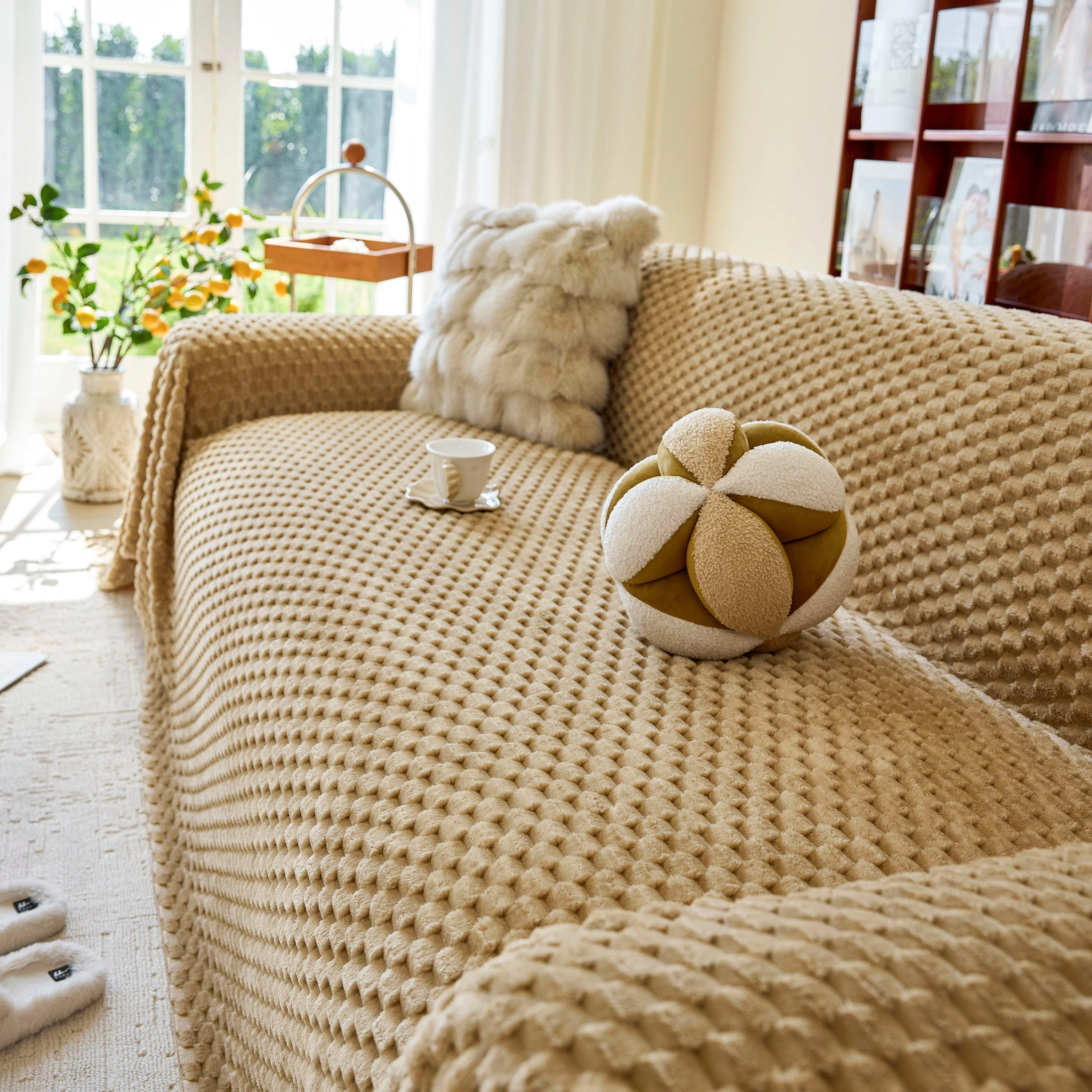Thick Plush Non-Slip Sofa Throw Cover, Warm Soft Faux Fur Couch Protector for Winter - Image 35