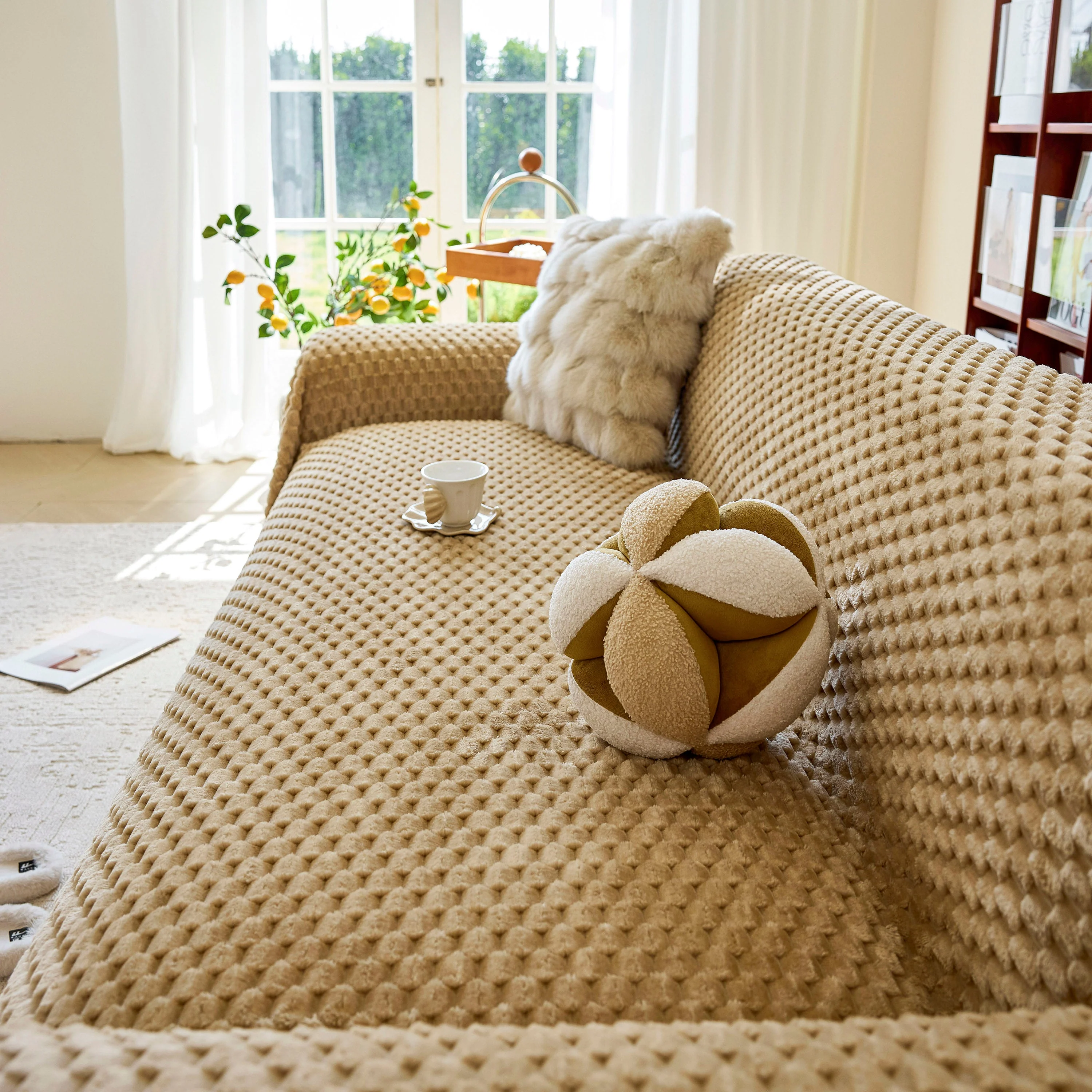 Thick Plush Non-Slip Sofa Throw Cover, Warm Soft Faux Fur Couch Protector for Winter - Image 36