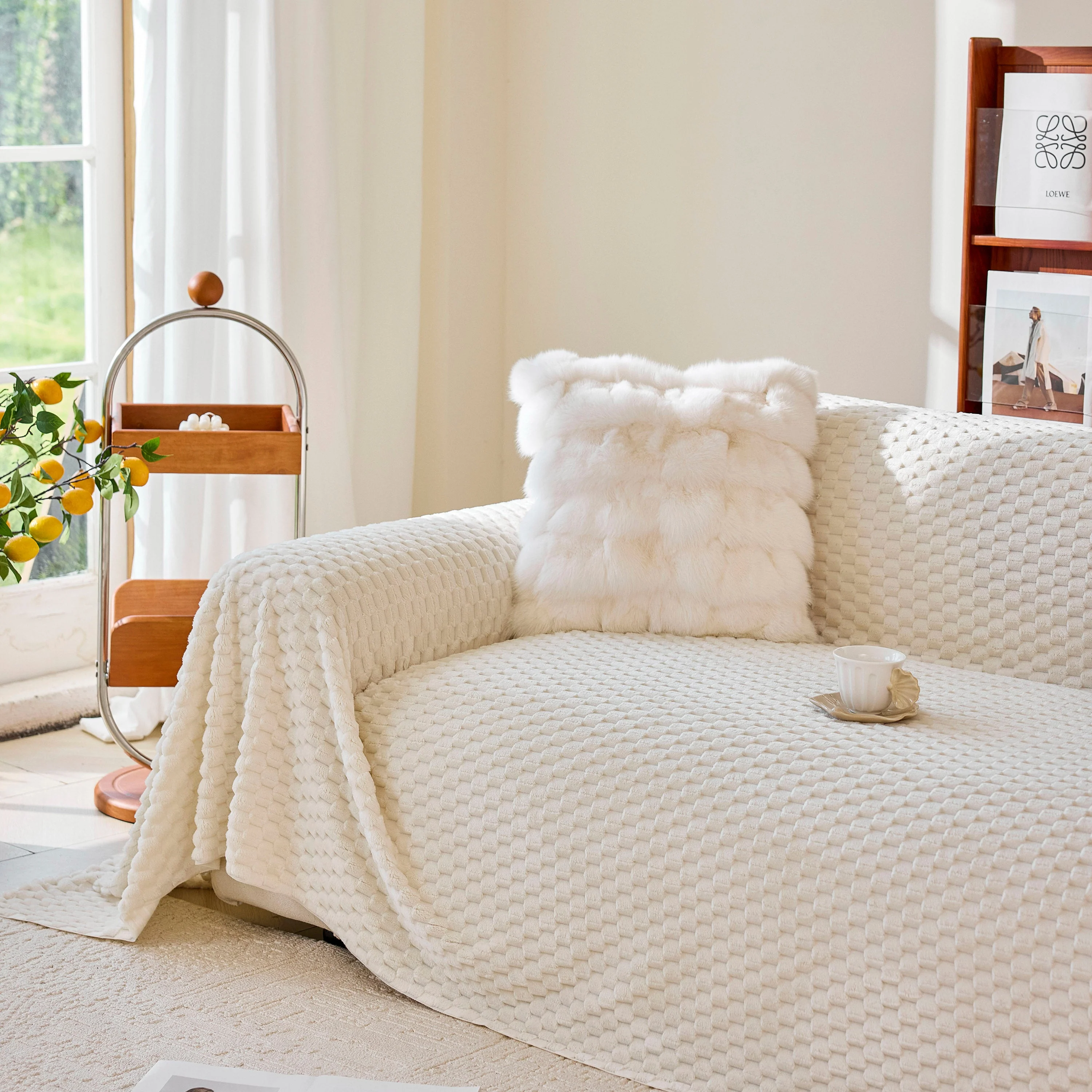 Thick Plush Non-Slip Sofa Throw Cover, Warm Soft Faux Fur Couch Protector for Winter - Image 4