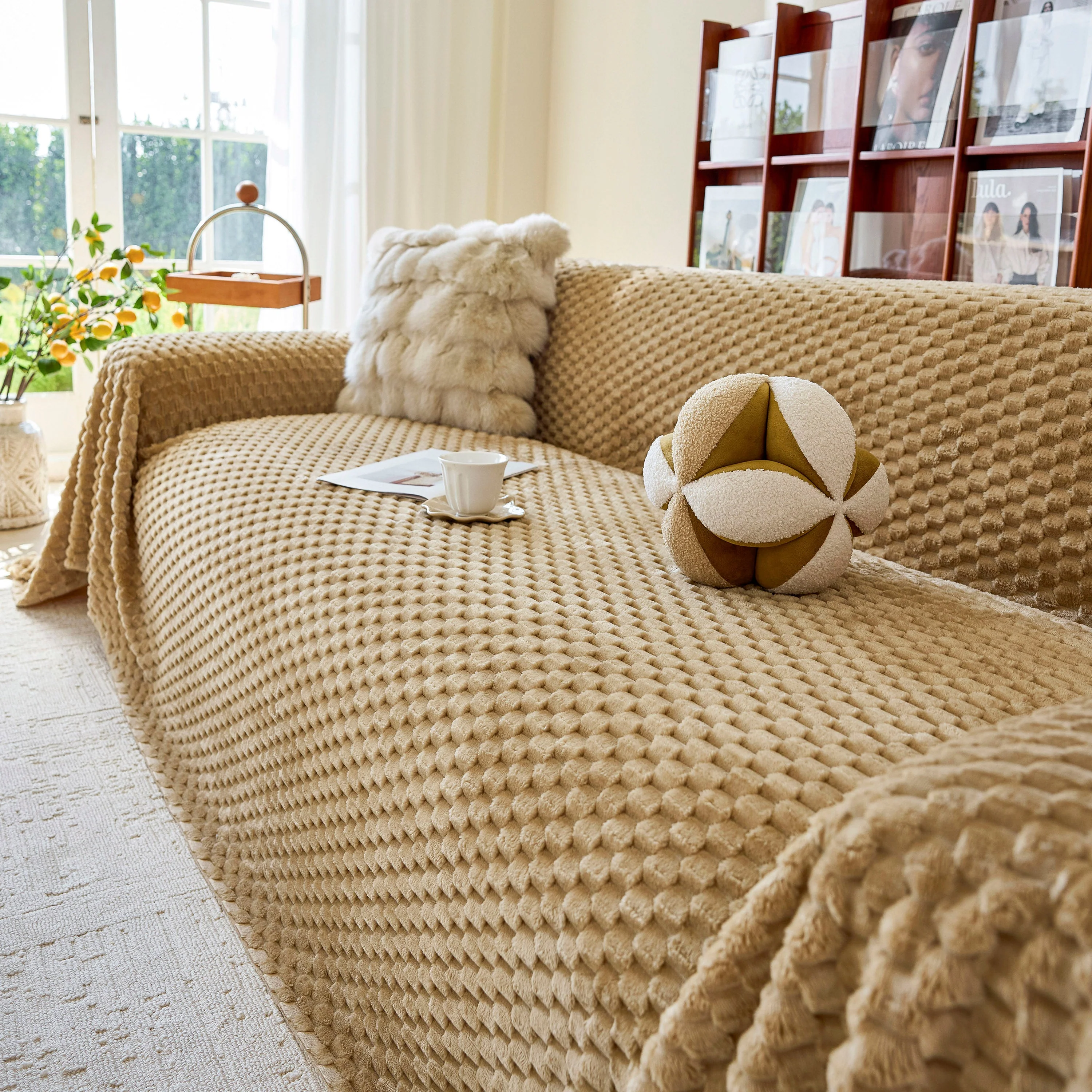 Thick Plush Non-Slip Sofa Throw Cover, Warm Soft Faux Fur Couch Protector for Winter - Image 47