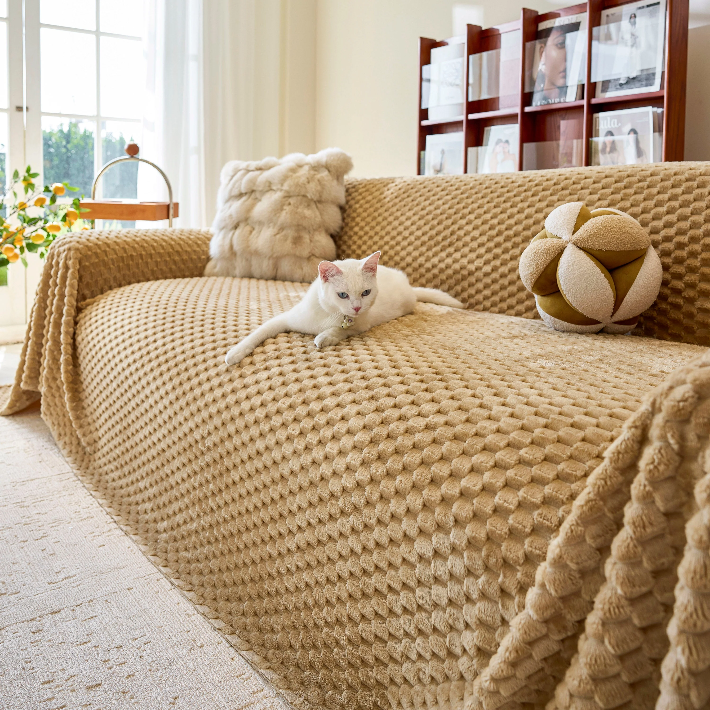 Thick Plush Non-Slip Sofa Throw Cover, Warm Soft Faux Fur Couch Protector for Winter - Image 49