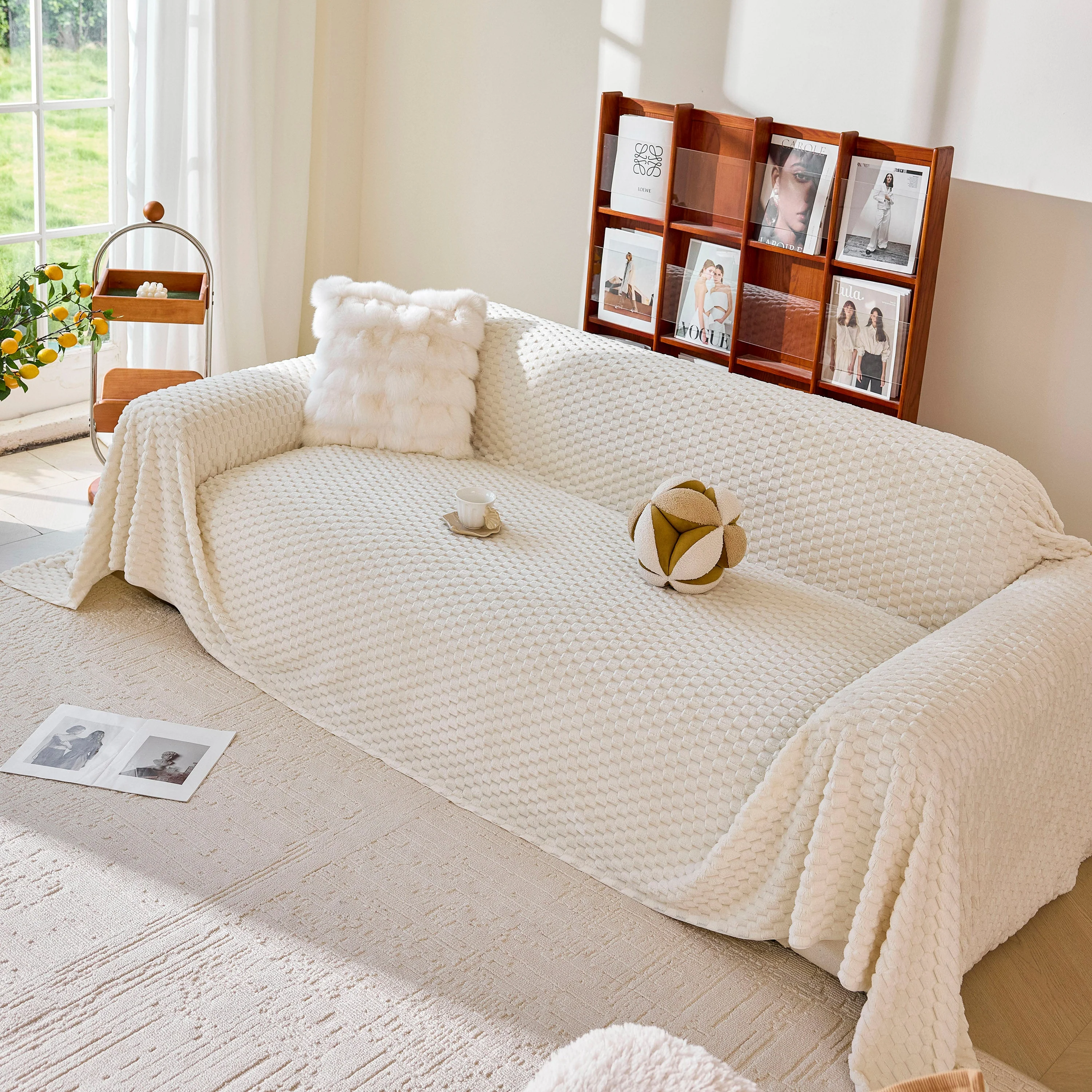 Thick Plush Non-Slip Sofa Throw Cover, Warm Soft Faux Fur Couch Protector for Winter - Image 5