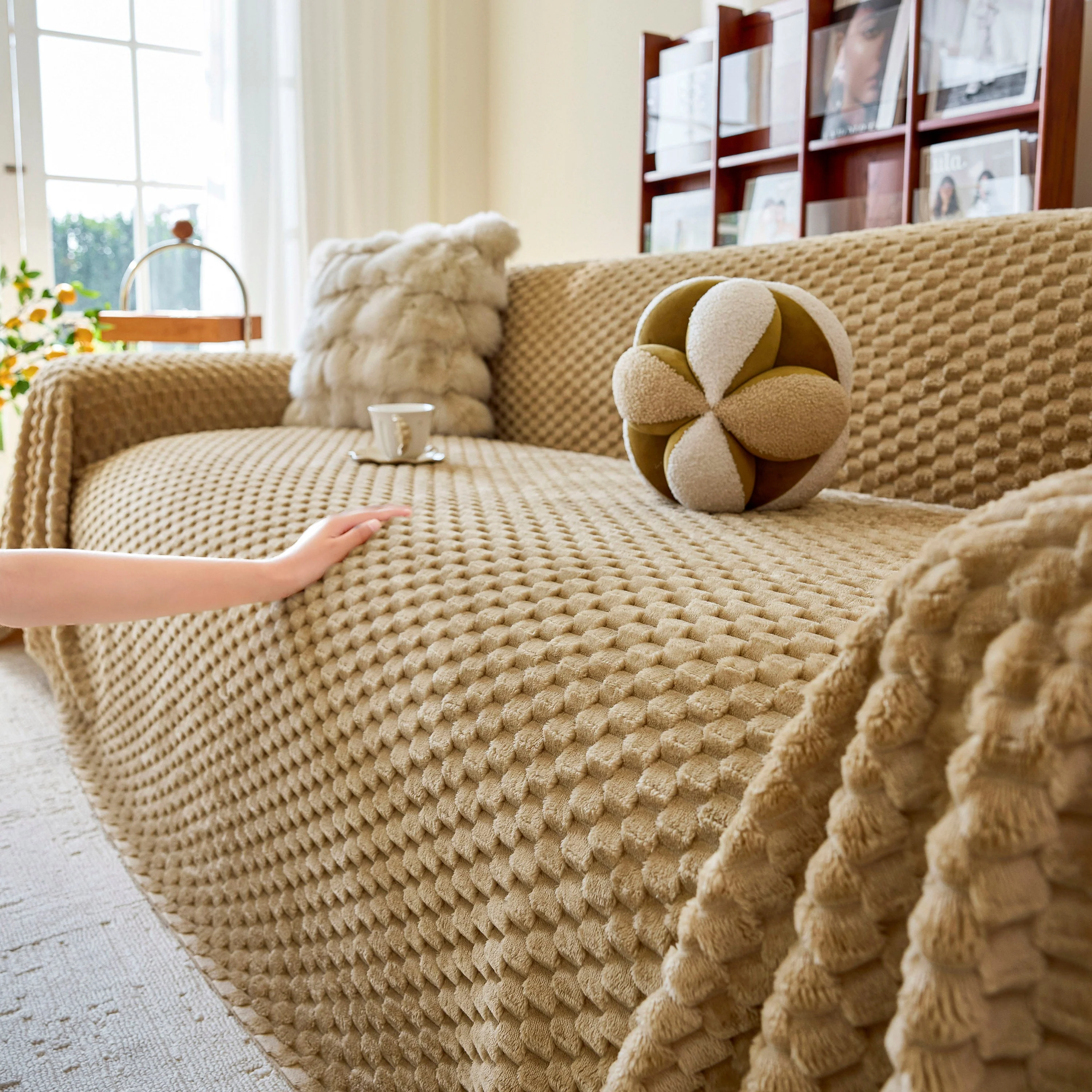 Thick Plush Non-Slip Sofa Throw Cover, Warm Soft Faux Fur Couch Protector for Winter - Image 50