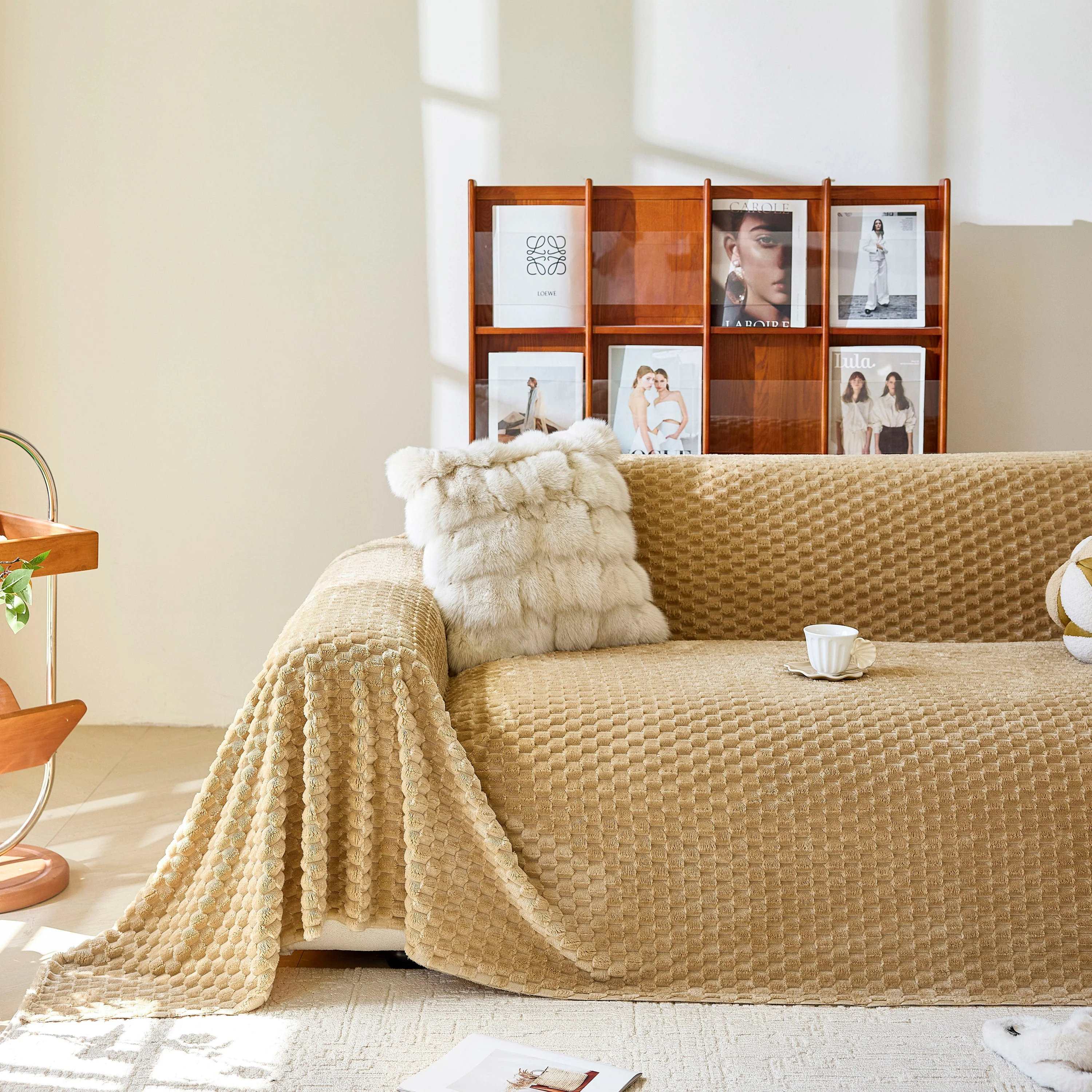 Thick Plush Non-Slip Sofa Throw Cover, Warm Soft Faux Fur Couch Protector for Winter - Image 56
