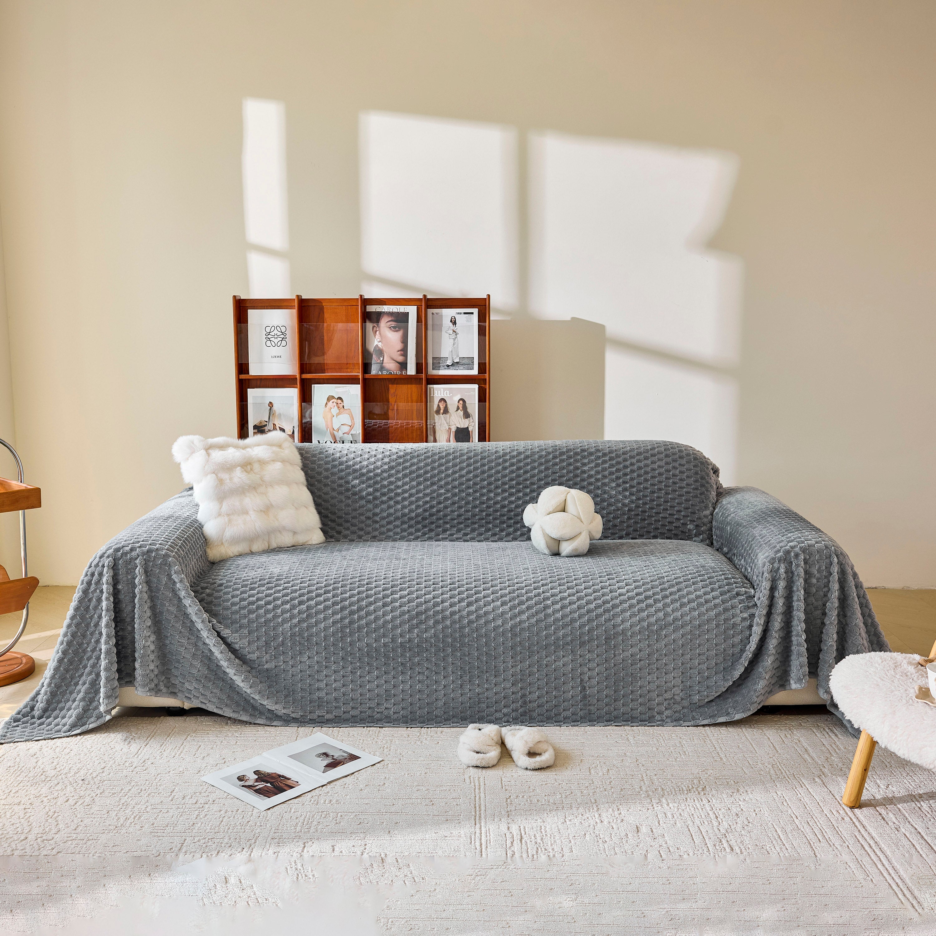 Thick Plush Non-Slip Sofa Throw Cover, Warm Soft Faux Fur Couch Protector for Winter - Image 59