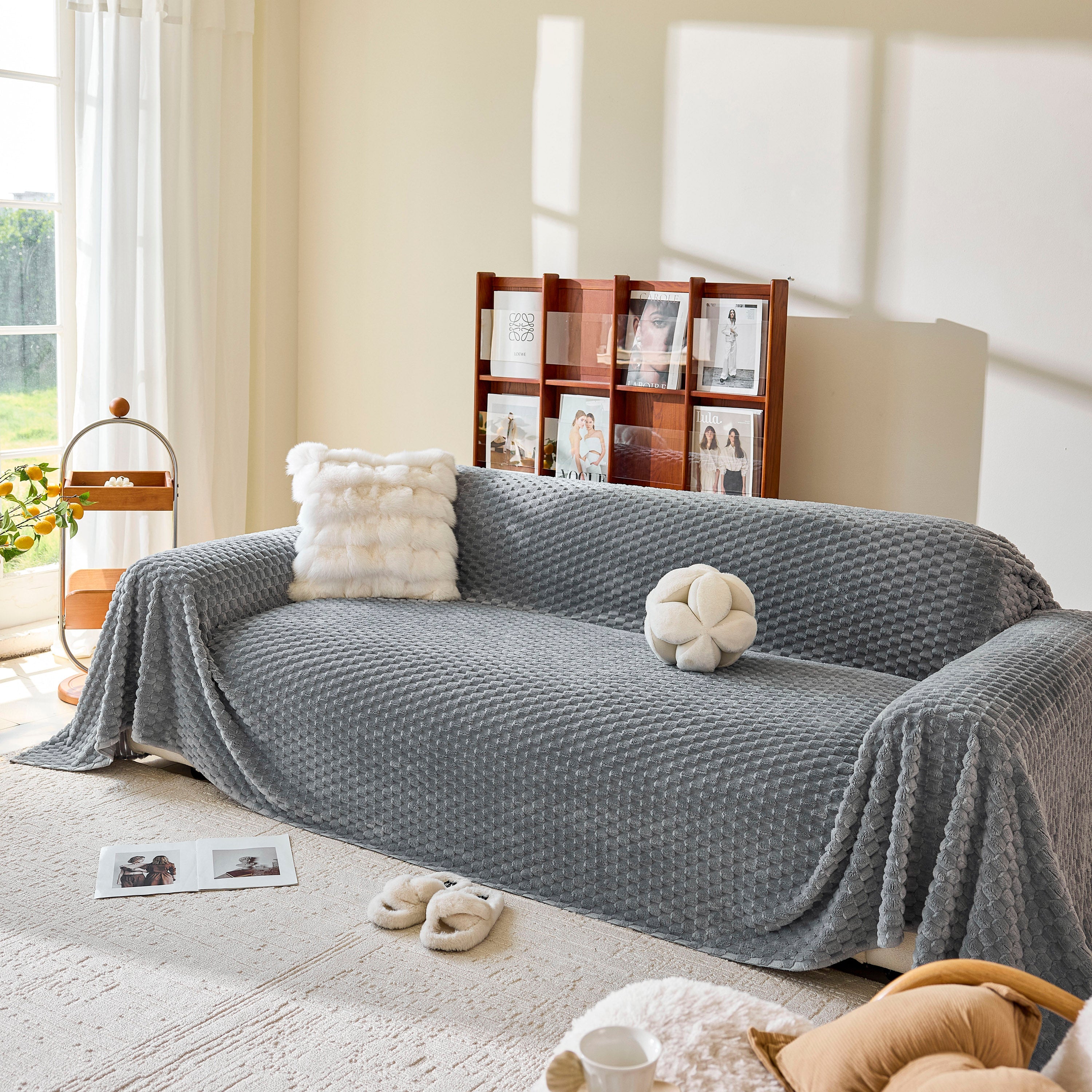 Thick Plush Non-Slip Sofa Throw Cover, Warm Soft Faux Fur Couch Protector for Winter - Image 60