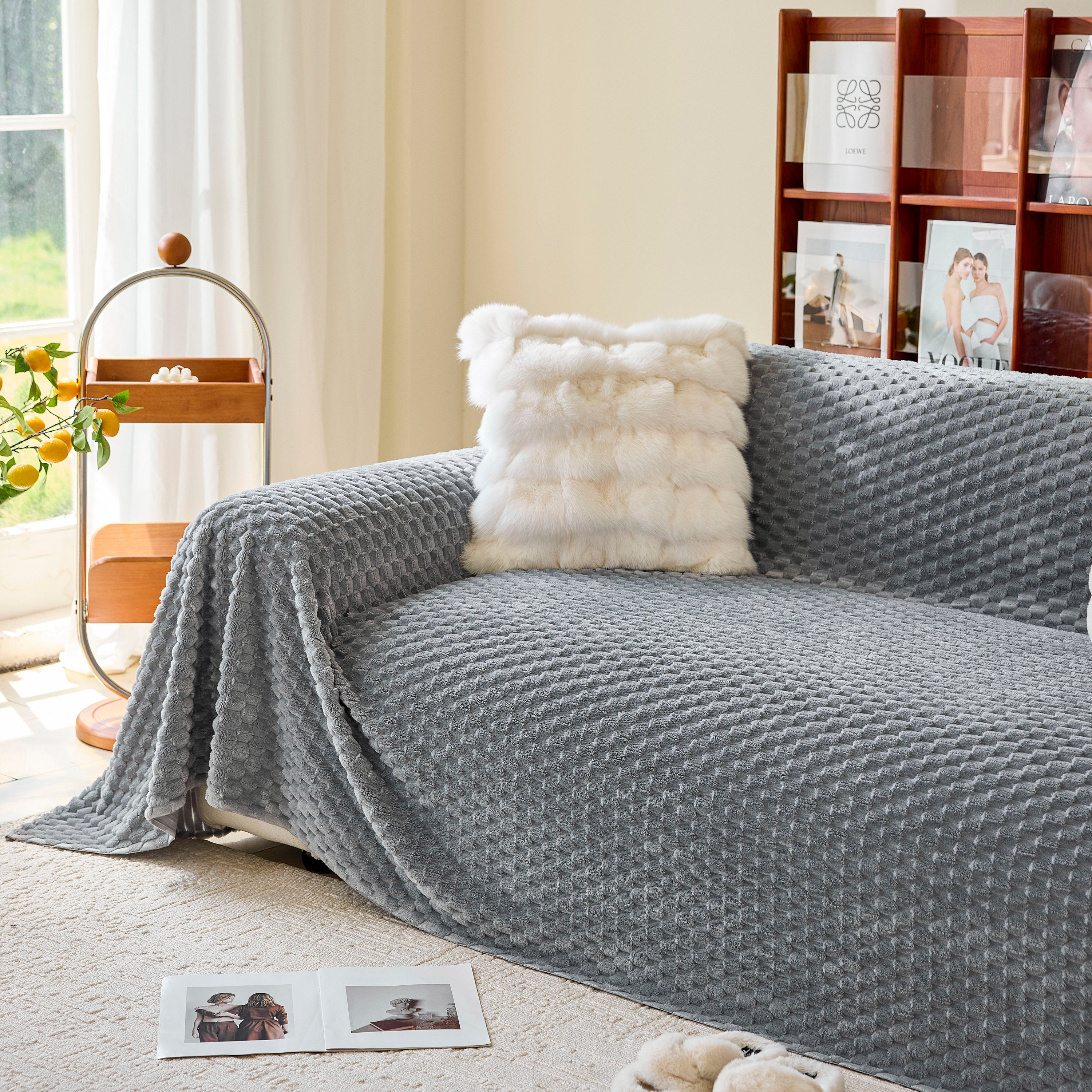 Thick Plush Non-Slip Sofa Throw Cover, Warm Soft Faux Fur Couch Protector for Winter - Image 61