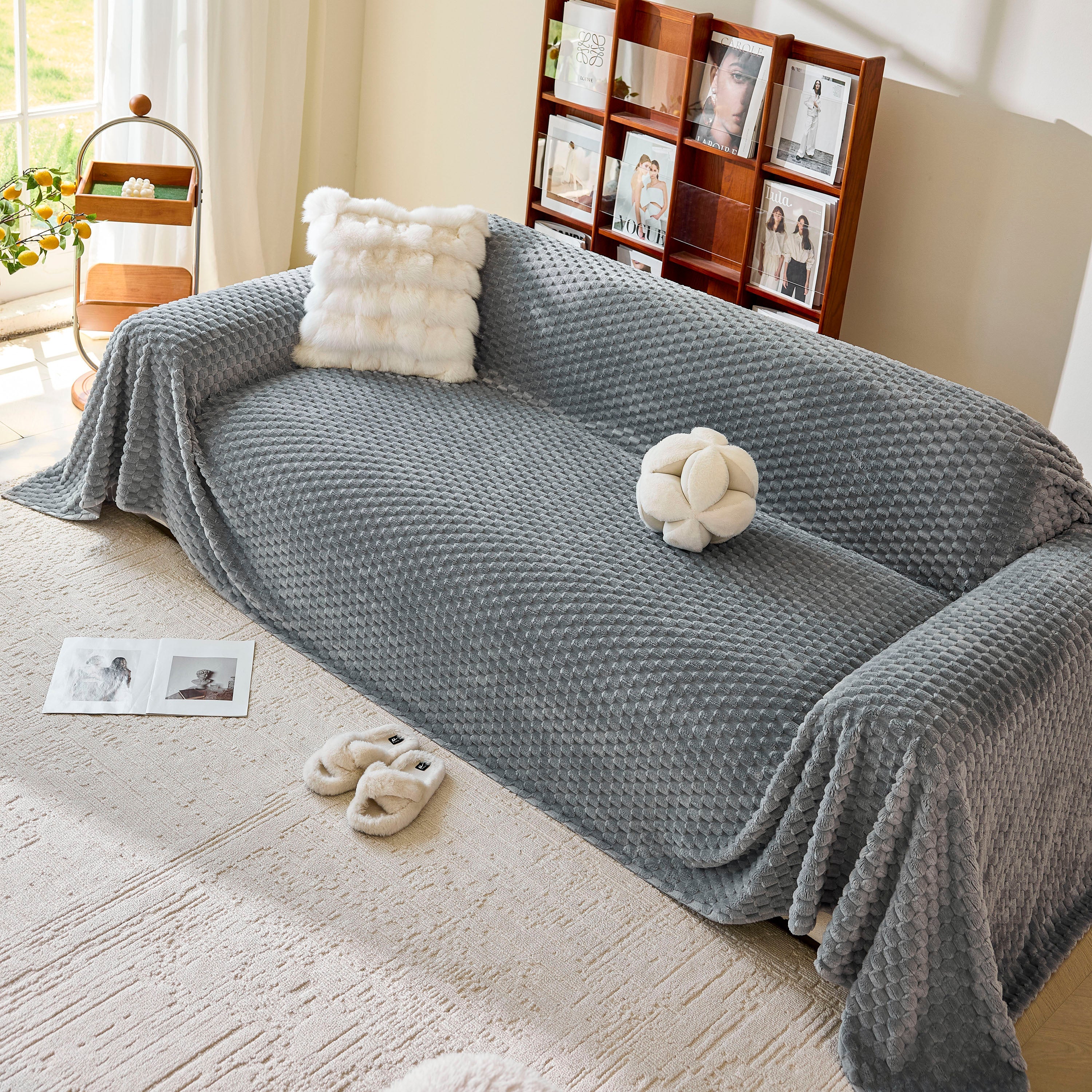 Thick Plush Non-Slip Sofa Throw Cover, Warm Soft Faux Fur Couch Protector for Winter - Image 62