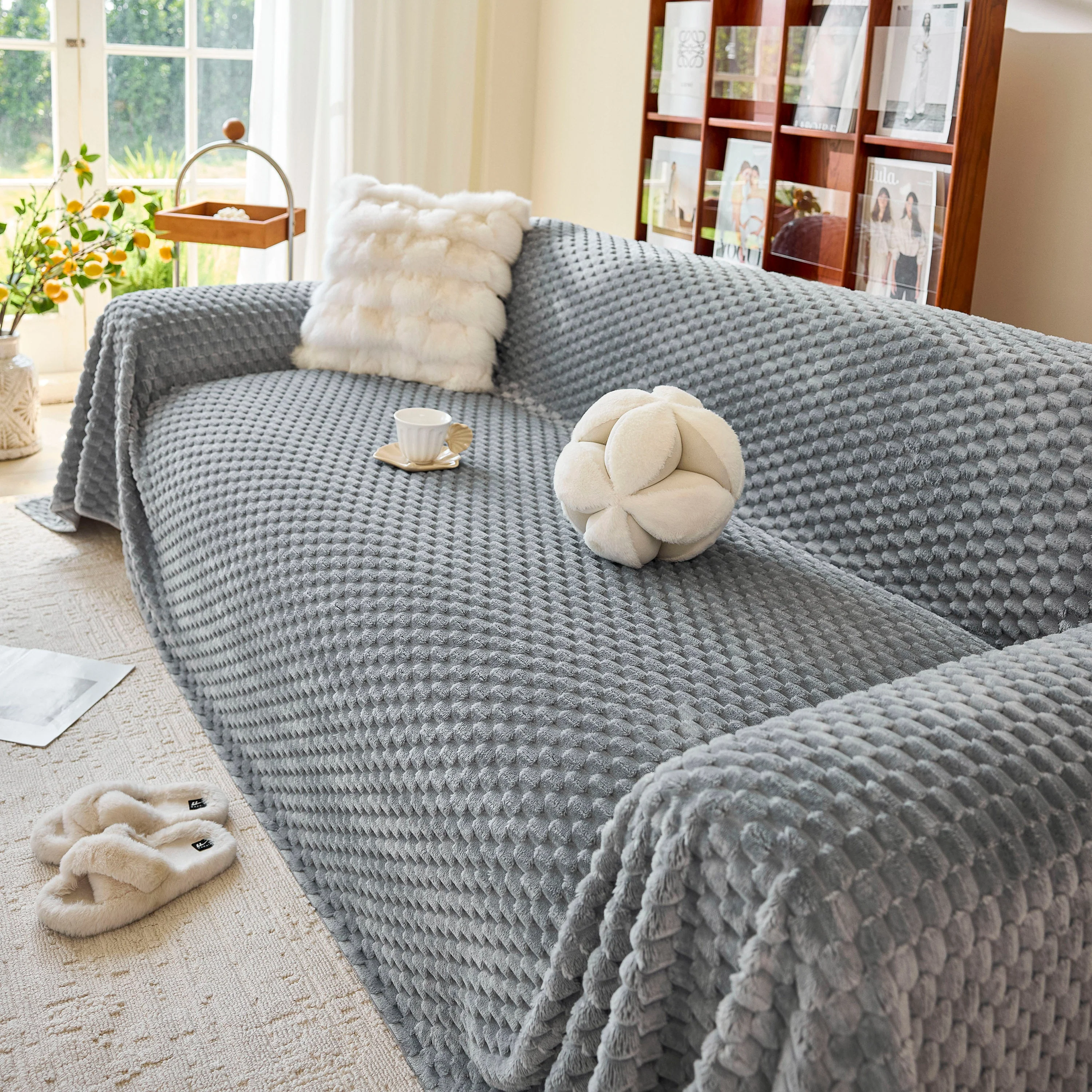 Thick Plush Non-Slip Sofa Throw Cover, Warm Soft Faux Fur Couch Protector for Winter - Image 64