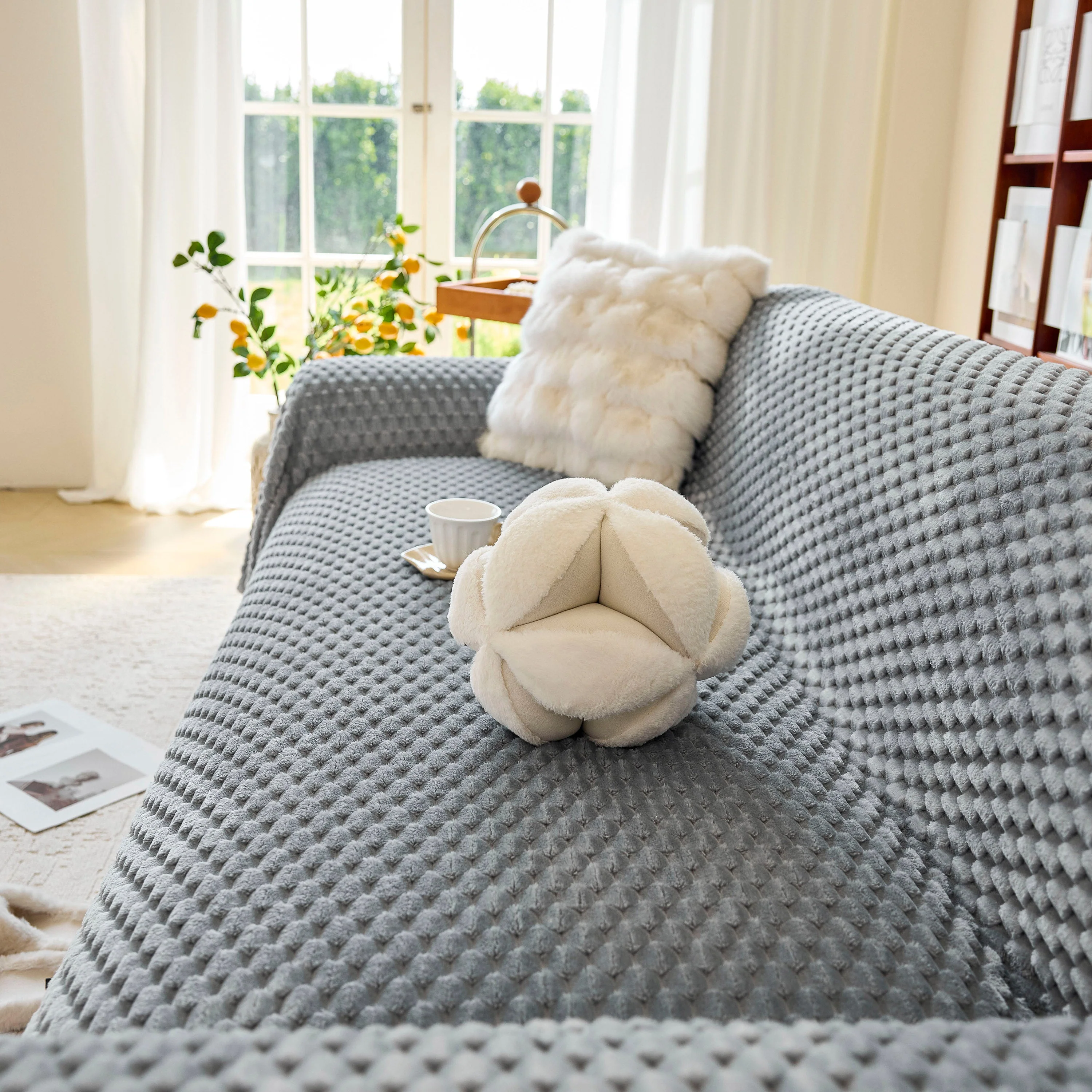 Thick Plush Non-Slip Sofa Throw Cover, Warm Soft Faux Fur Couch Protector for Winter - Image 65