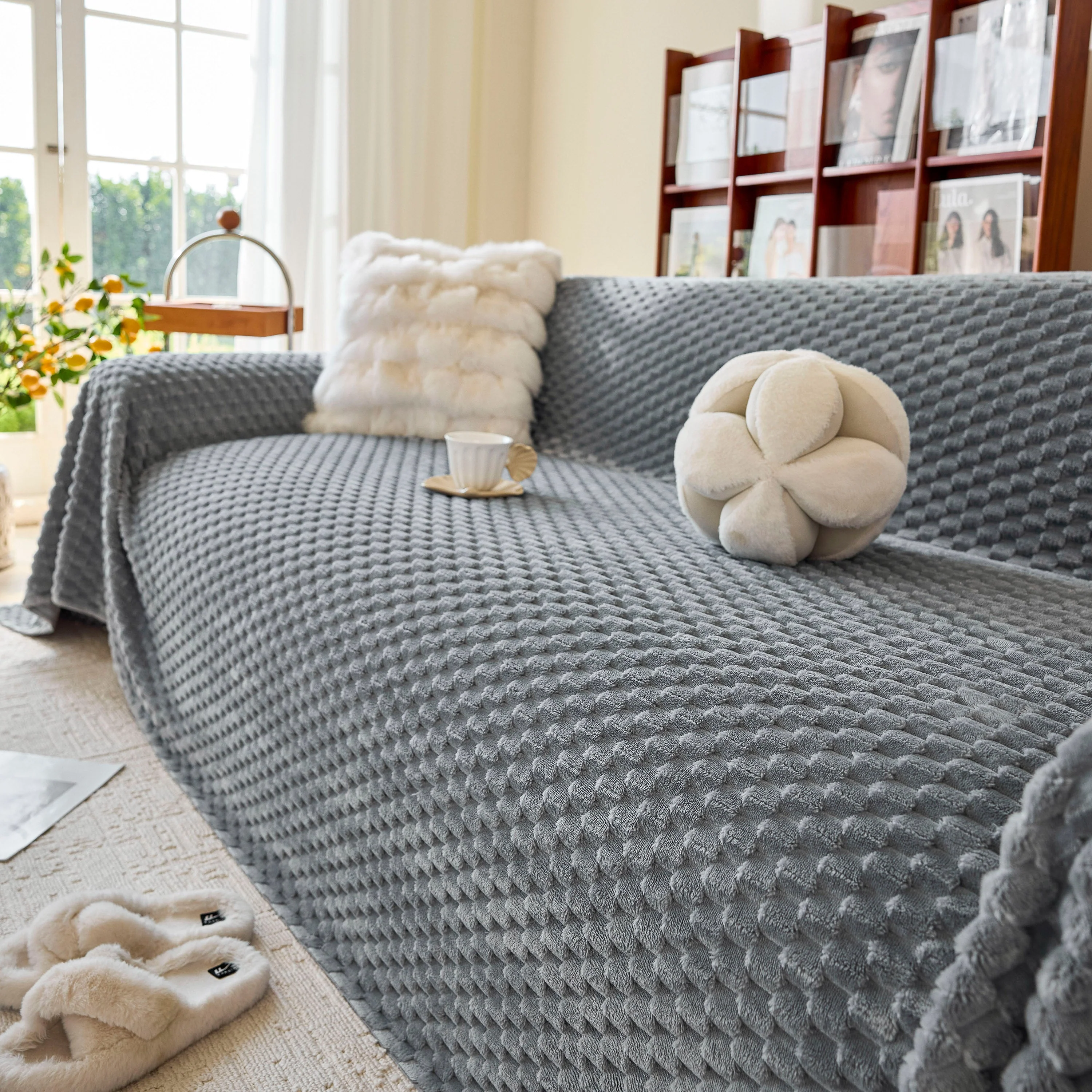 Thick Plush Non-Slip Sofa Throw Cover, Warm Soft Faux Fur Couch Protector for Winter - Image 66