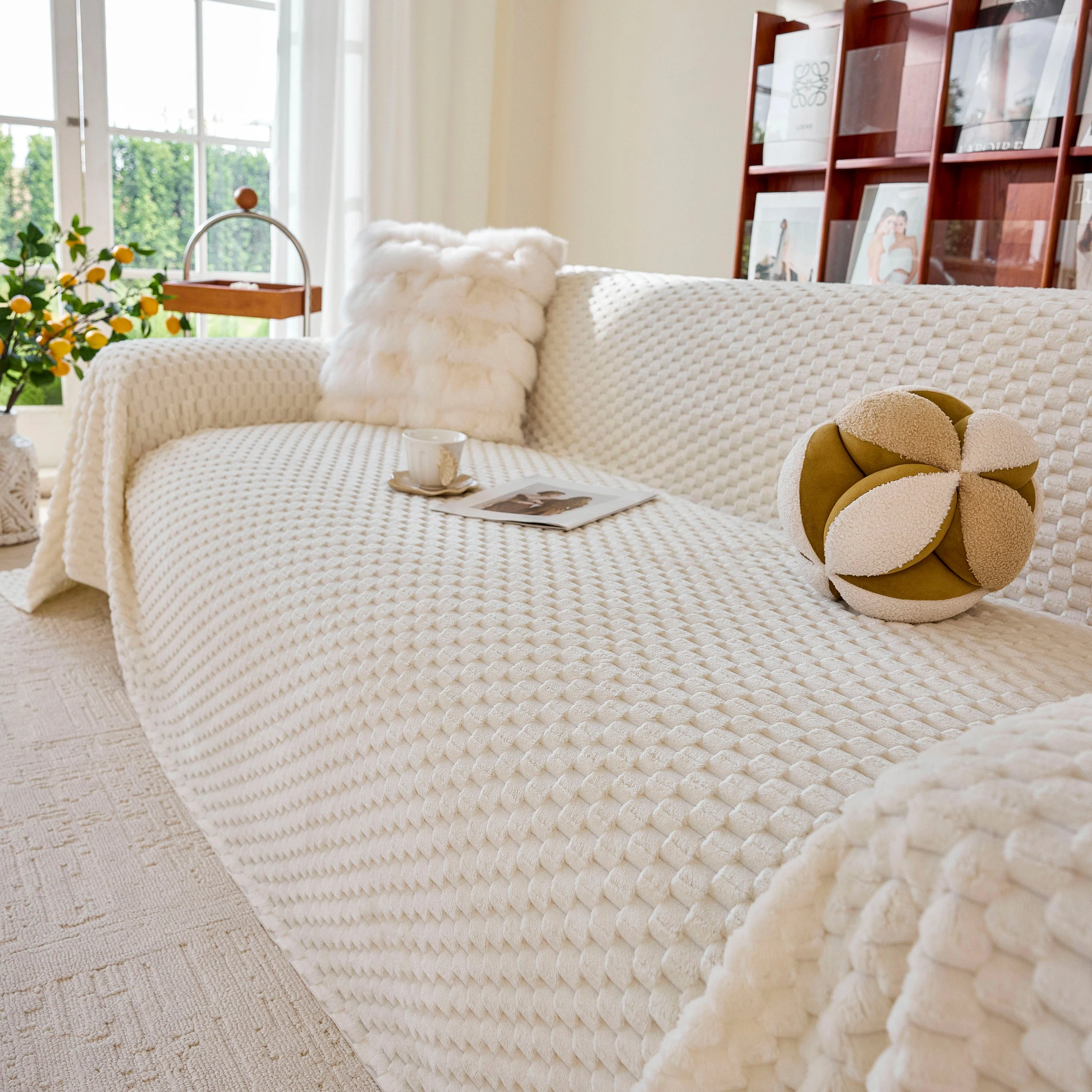 Thick Plush Non-Slip Sofa Throw Cover, Warm Soft Faux Fur Couch Protector for Winter - Image 7
