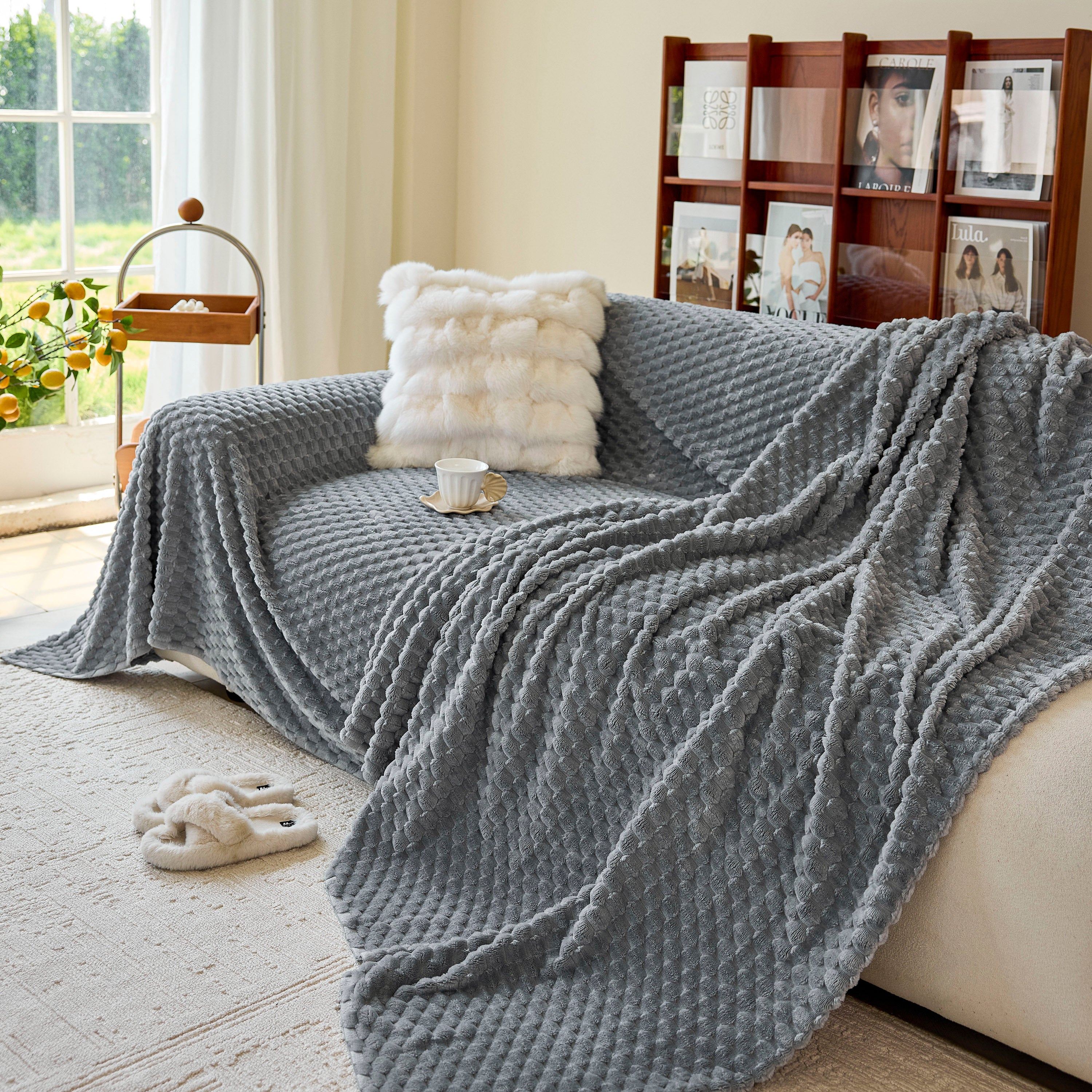 Thick Plush Non-Slip Sofa Throw Cover, Warm Soft Faux Fur Couch Protector for Winter - Image 72