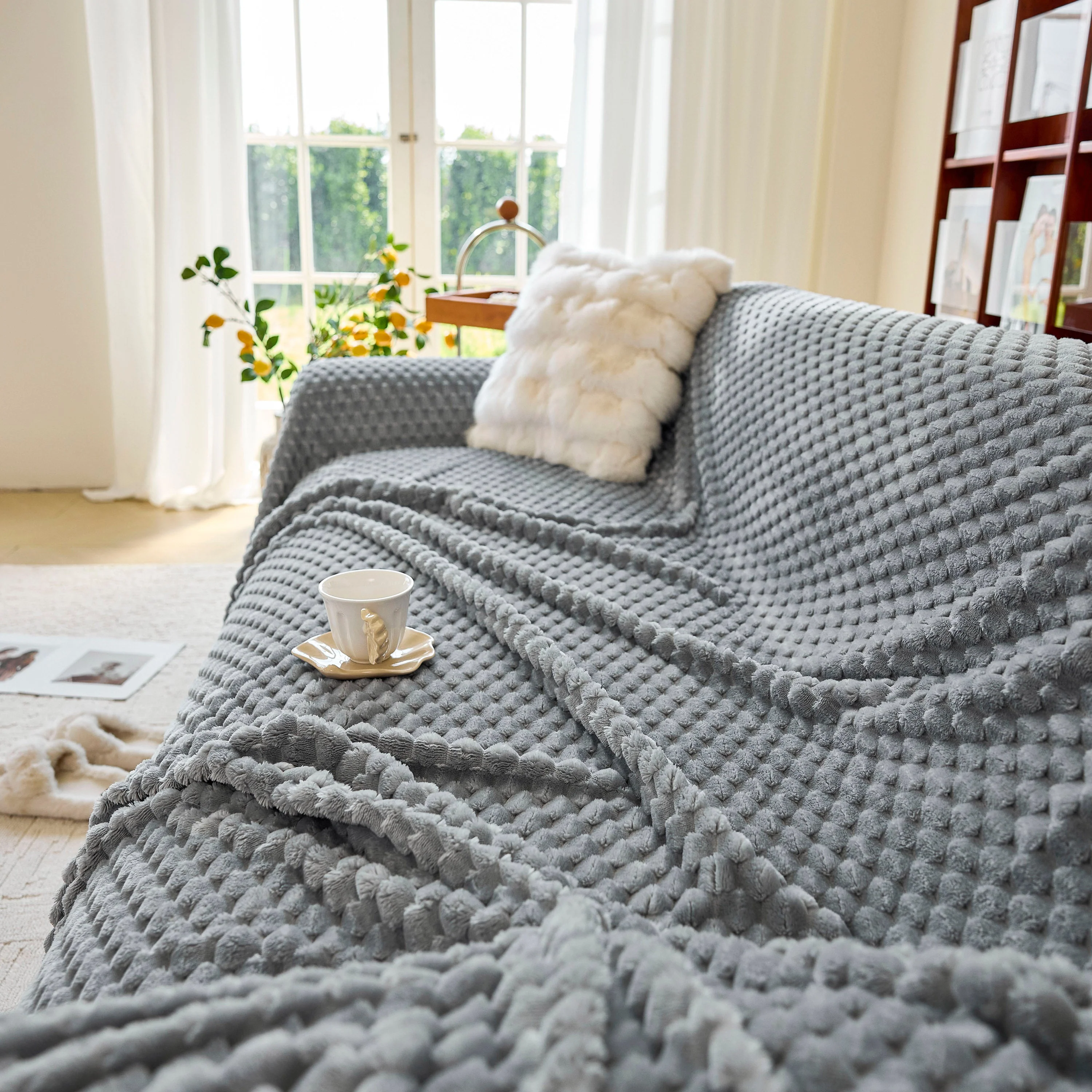 Thick Plush Non-Slip Sofa Throw Cover, Warm Soft Faux Fur Couch Protector for Winter - Image 74