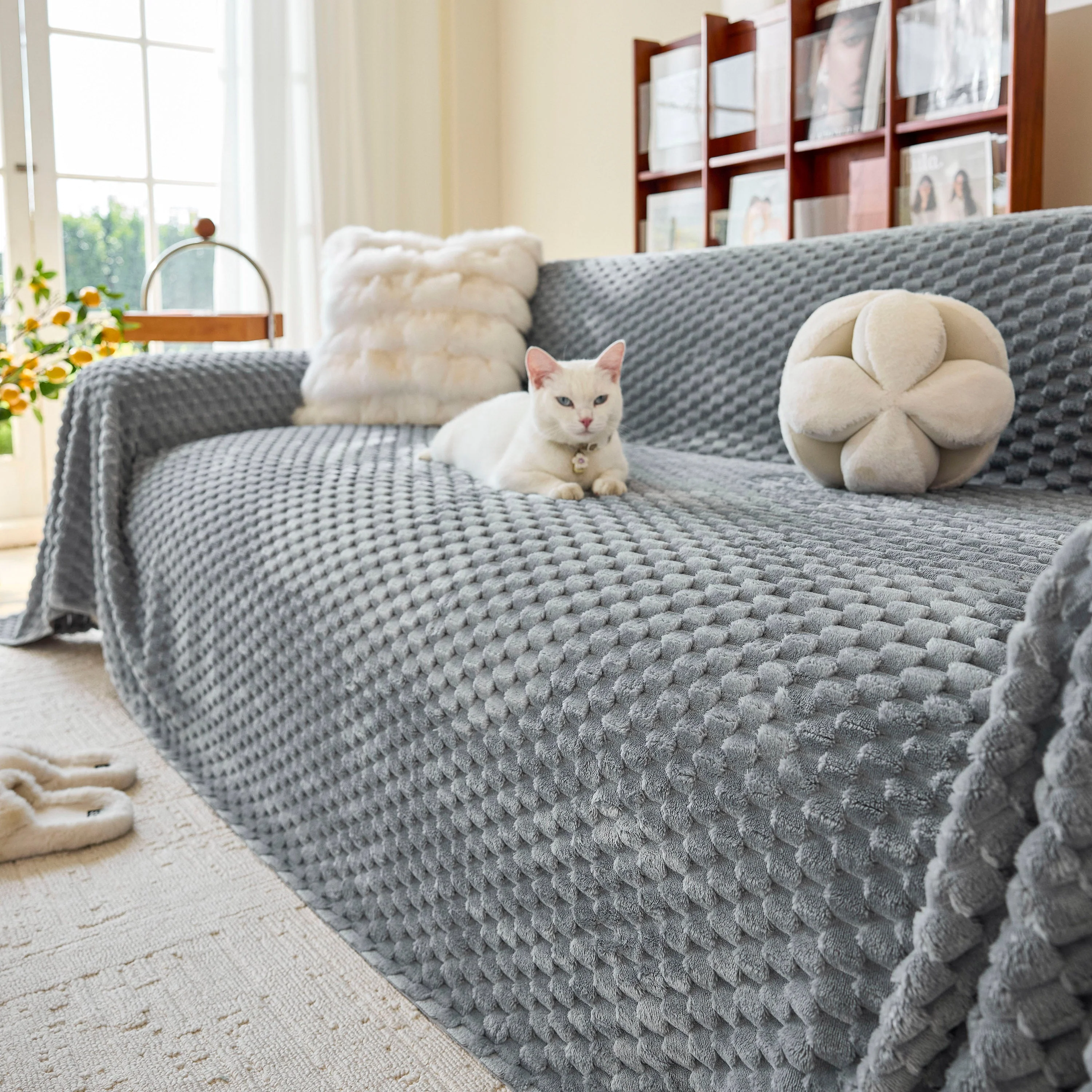 Thick Plush Non-Slip Sofa Throw Cover, Warm Soft Faux Fur Couch Protector for Winter - Image 76