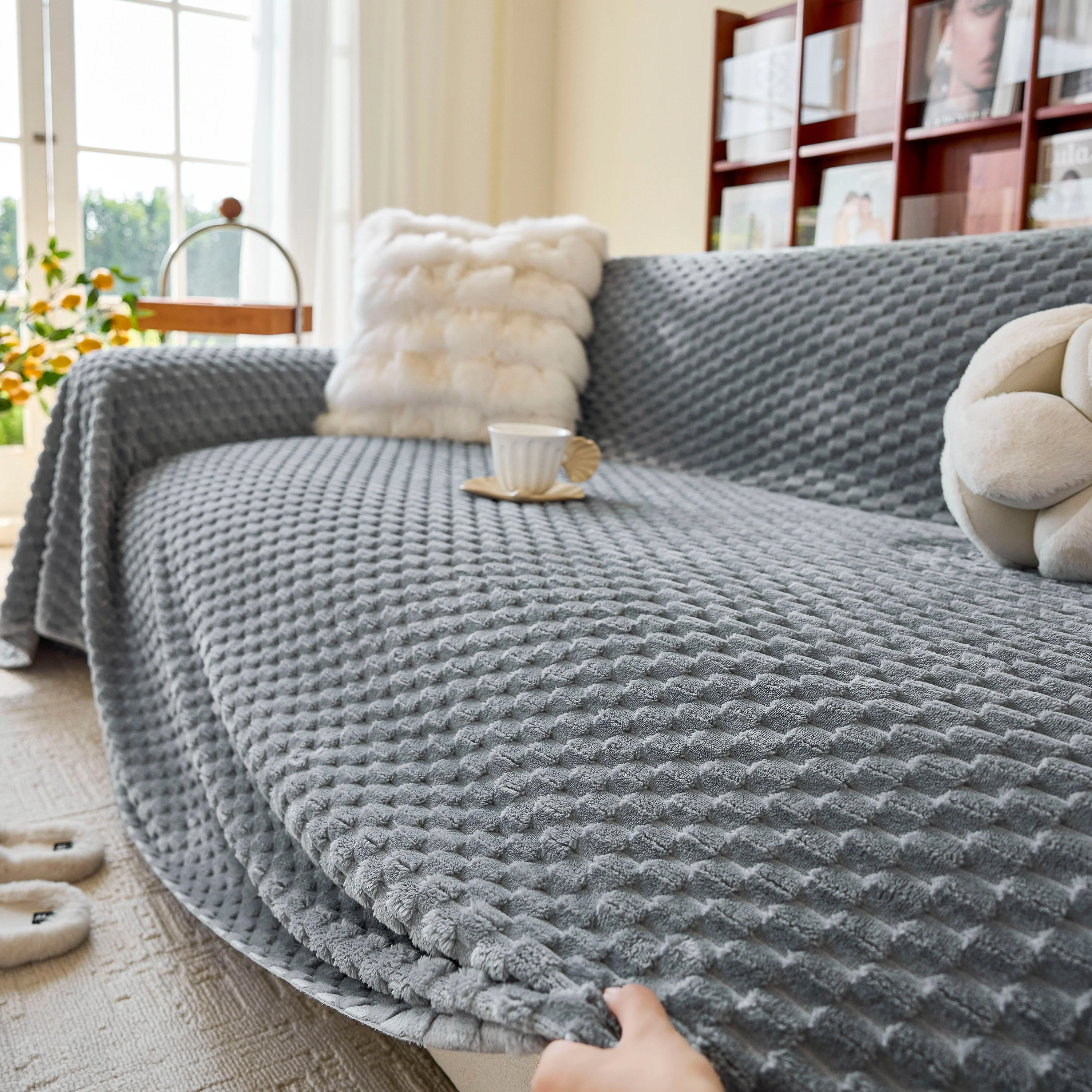 Thick Plush Non-Slip Sofa Throw Cover, Warm Soft Faux Fur Couch Protector for Winter - Image 77