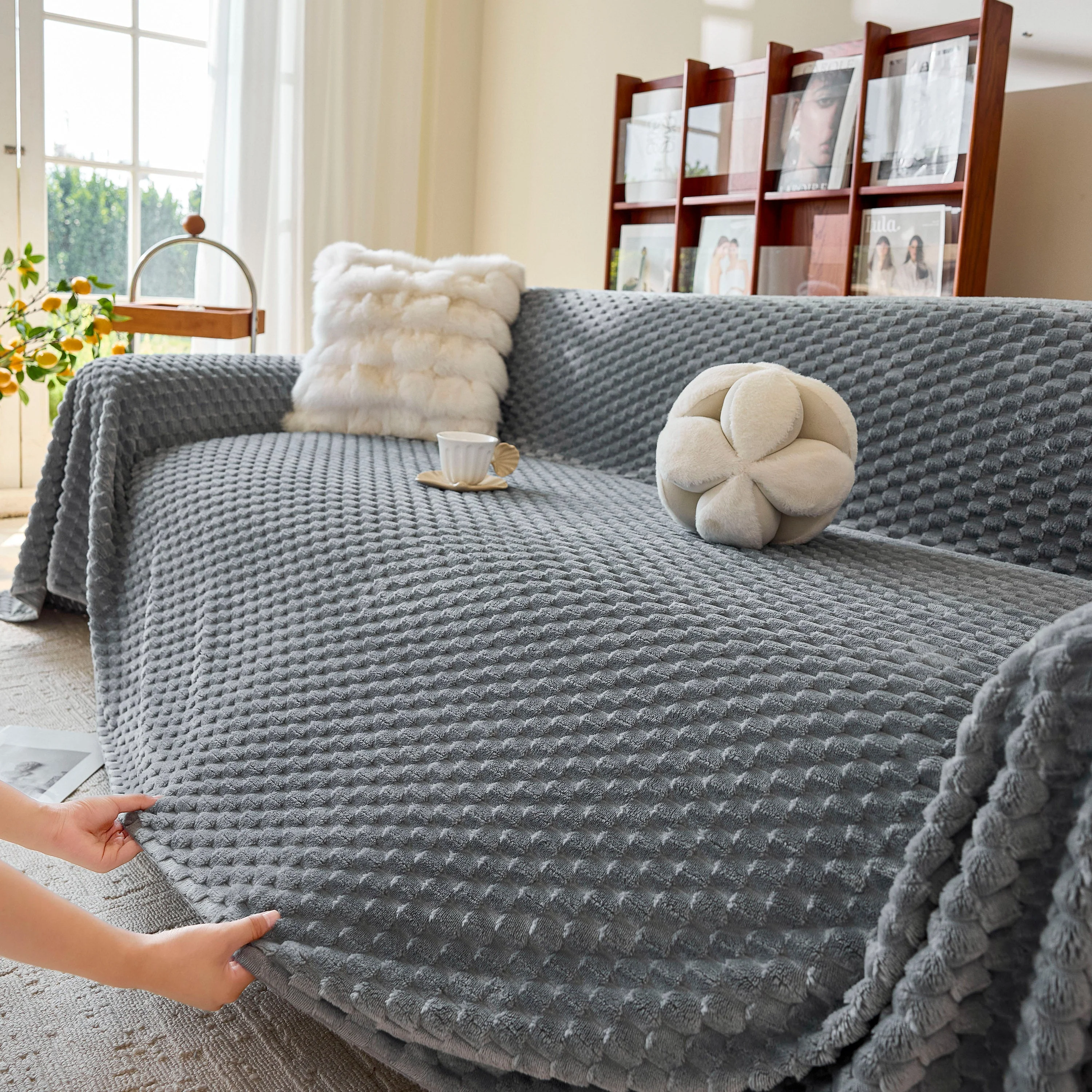 Thick Plush Non-Slip Sofa Throw Cover, Warm Soft Faux Fur Couch Protector for Winter - Image 79