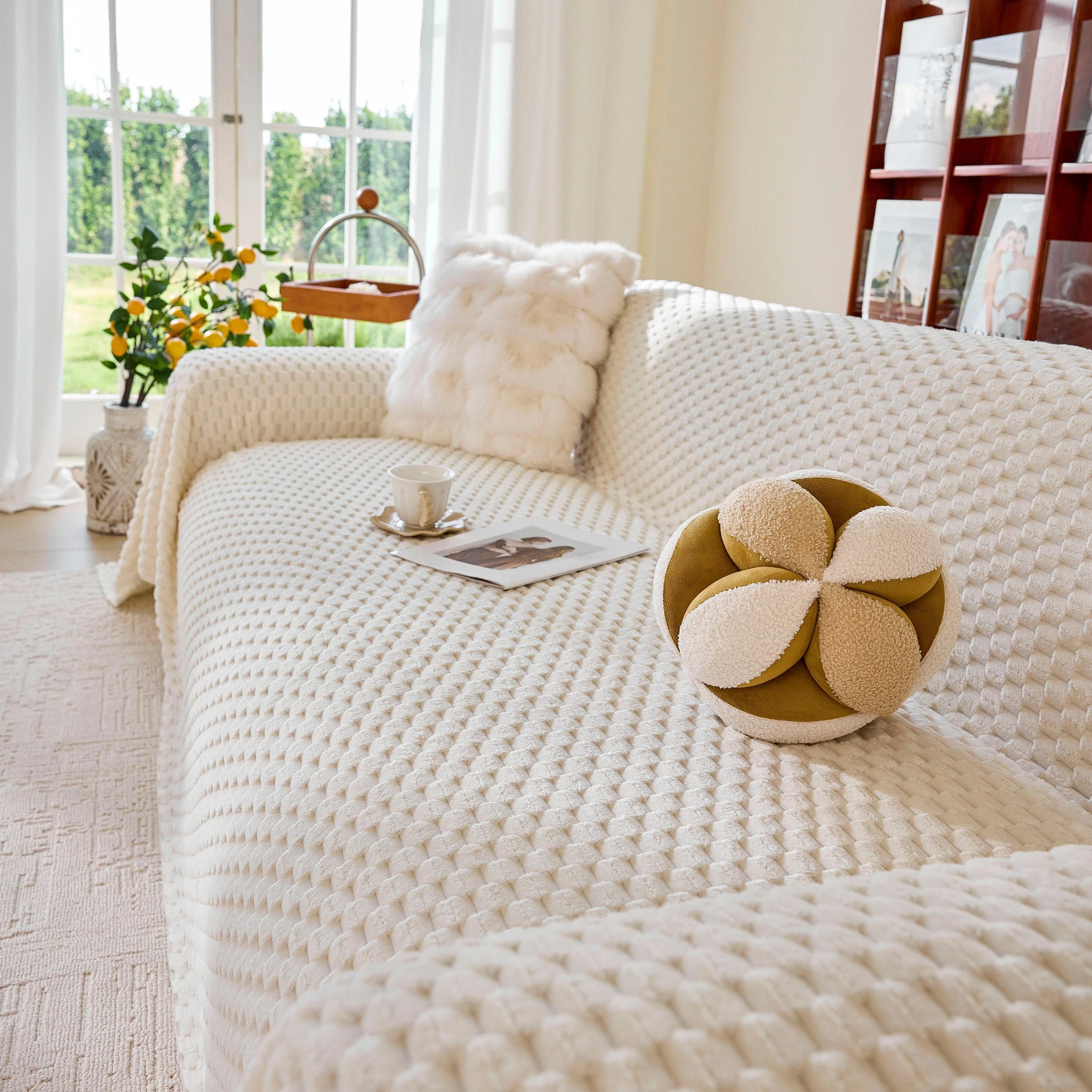 Thick Plush Non-Slip Sofa Throw Cover, Warm Soft Faux Fur Couch Protector for Winter - Image 8