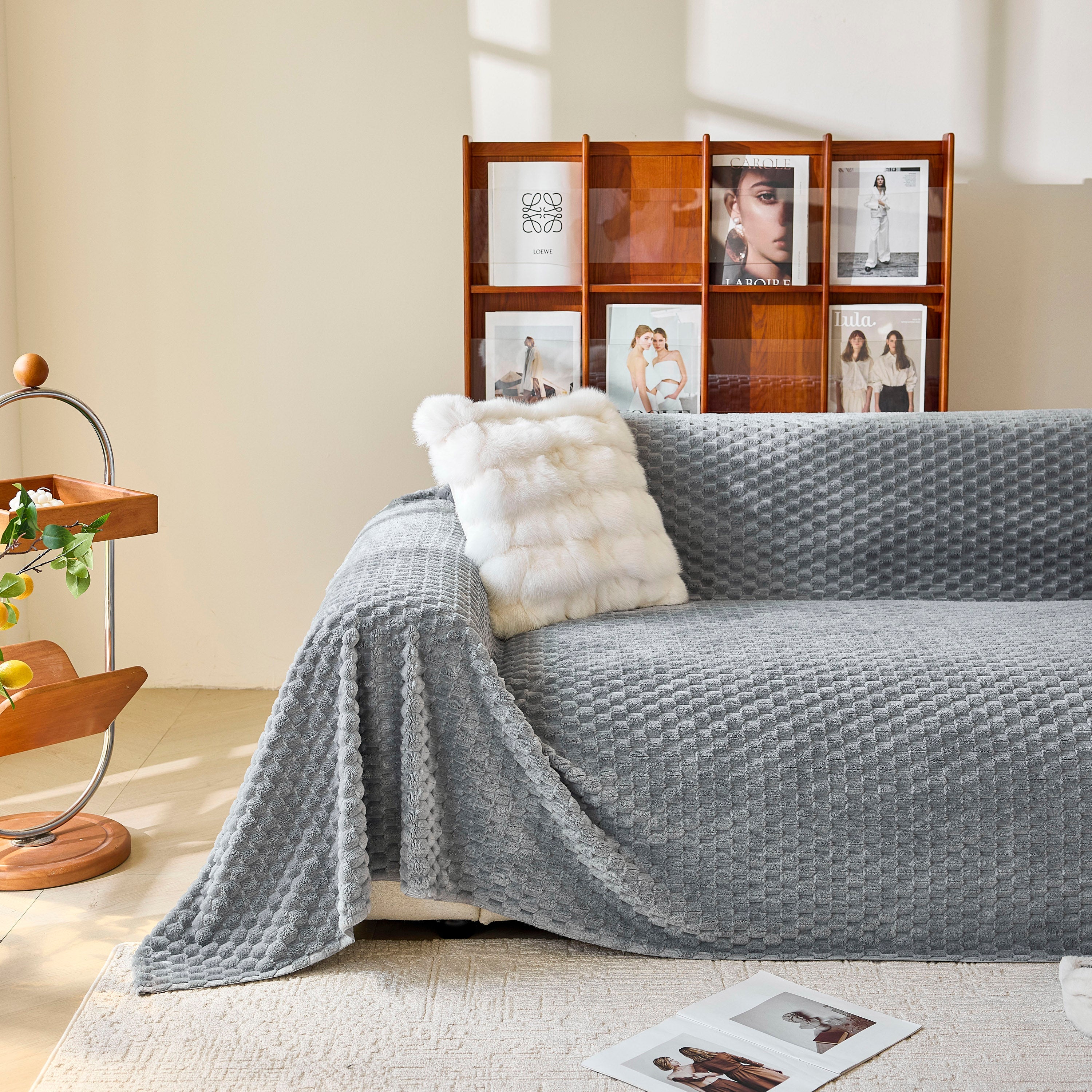 Thick Plush Non-Slip Sofa Throw Cover, Warm Soft Faux Fur Couch Protector for Winter - Image 83