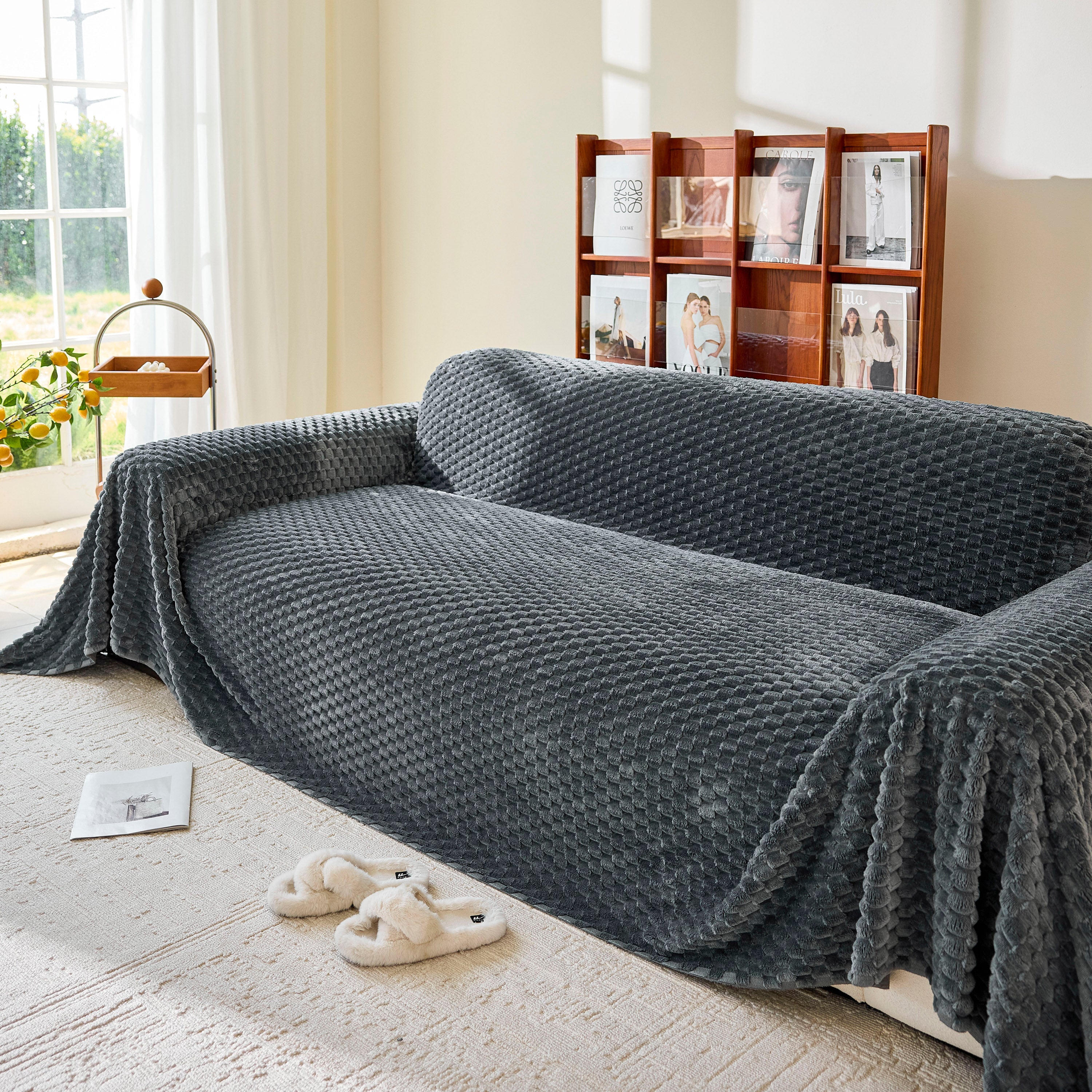 Thick Plush Non-Slip Sofa Throw Cover, Warm Soft Faux Fur Couch Protector for Winter - Image 87