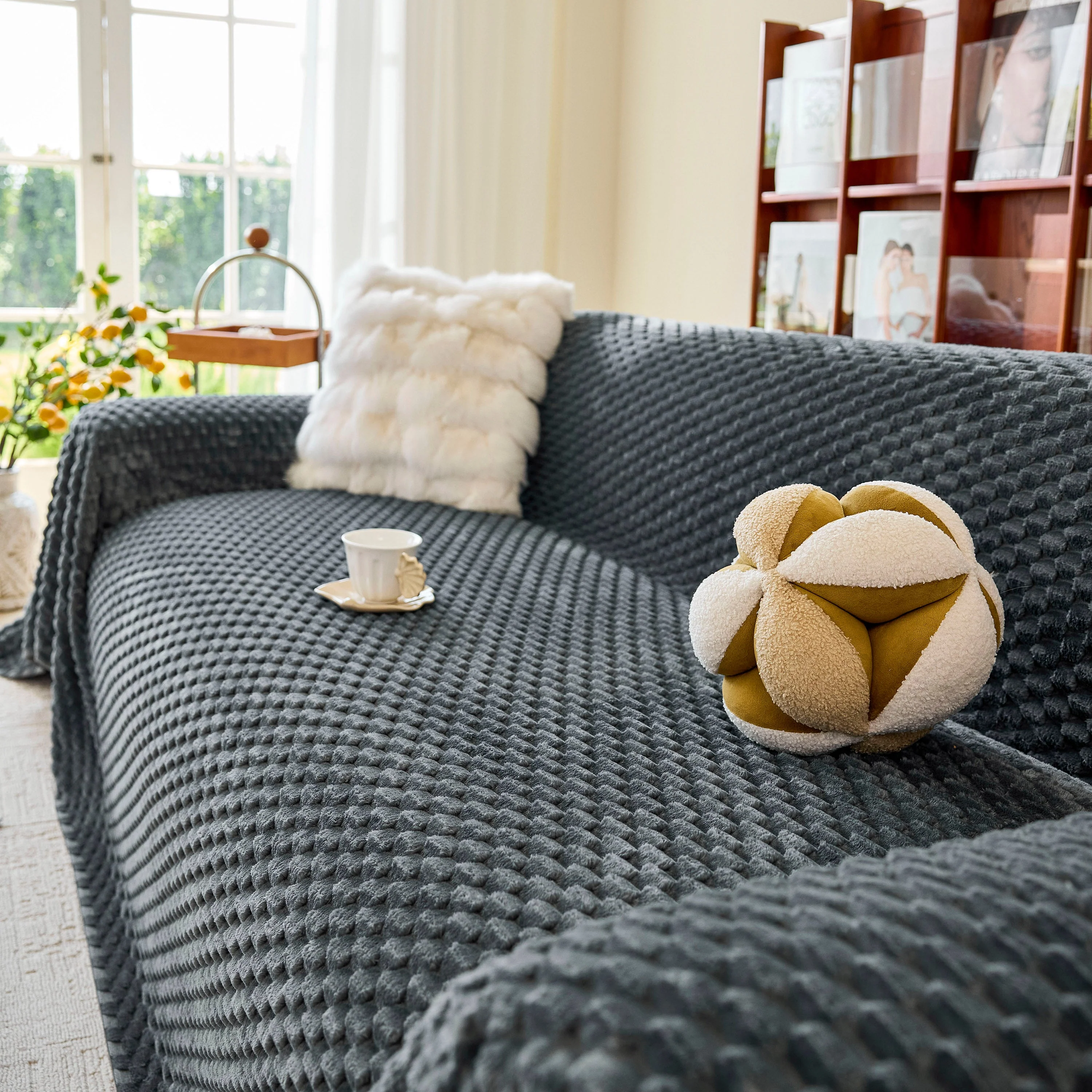 Thick Plush Non-Slip Sofa Throw Cover, Warm Soft Faux Fur Couch Protector for Winter - Image 93