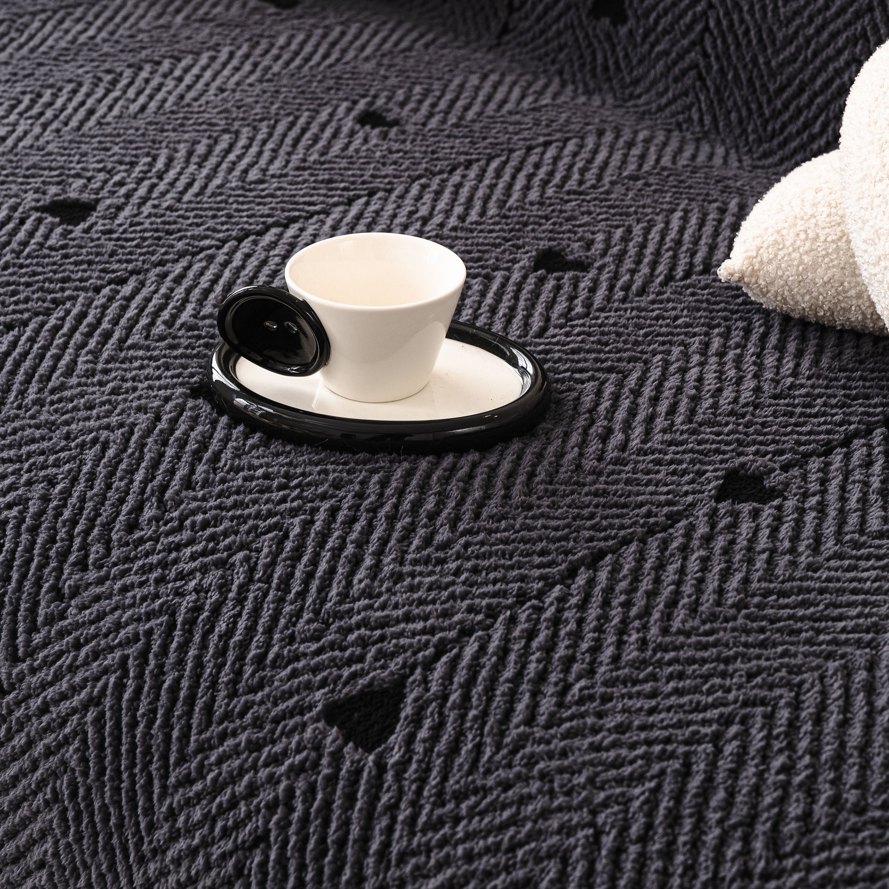 Thick Plush Sofa Cover Throw for Couch, 3D Textured Herringbone Washable Slipcover - Image 15