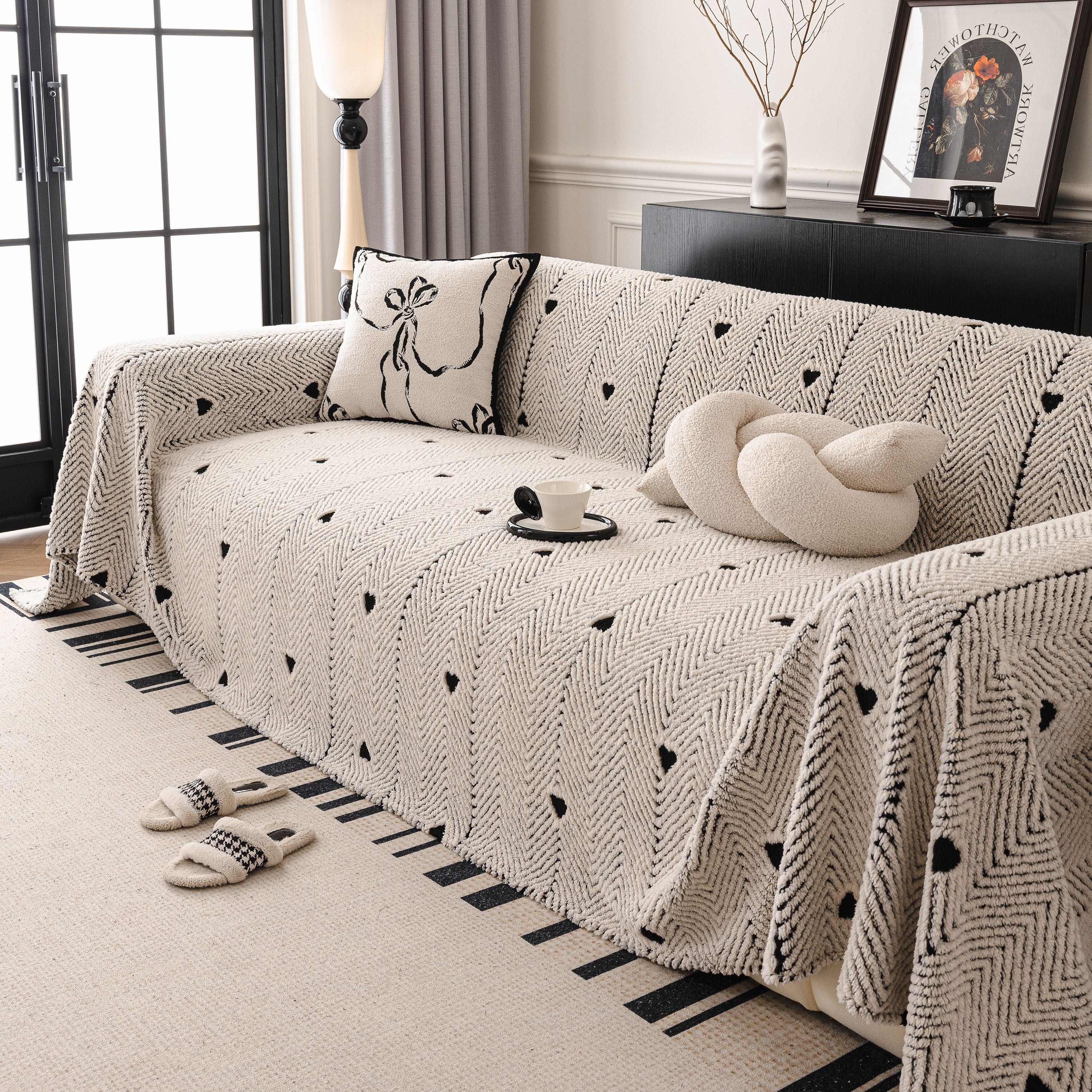 Thick Plush Sofa Cover Throw for Couch, 3D Textured Herringbone Washable Slipcover - Image 28