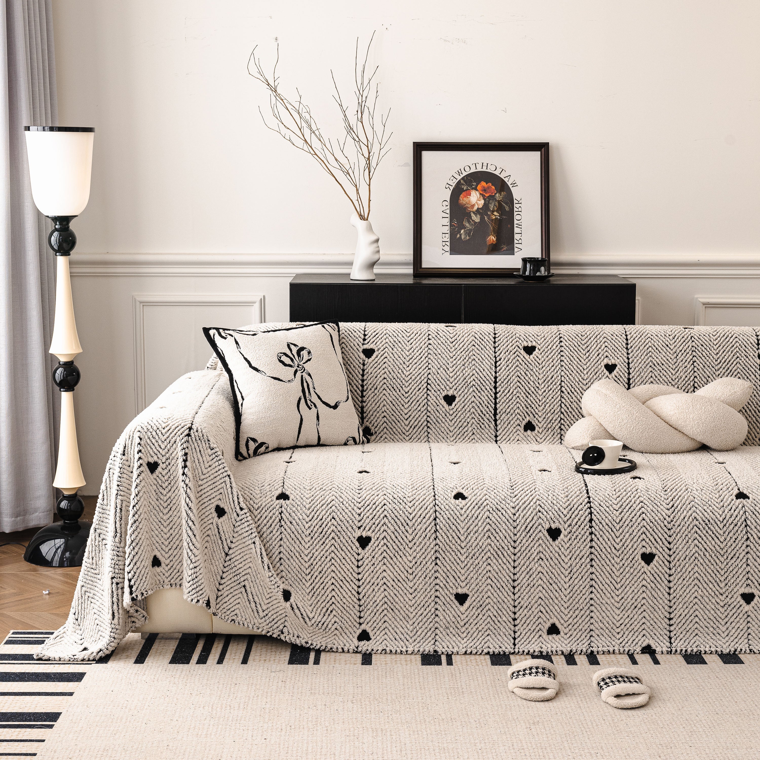 Thick Plush Sofa Cover Throw for Couch, 3D Textured Herringbone Washable Slipcover - Image 29