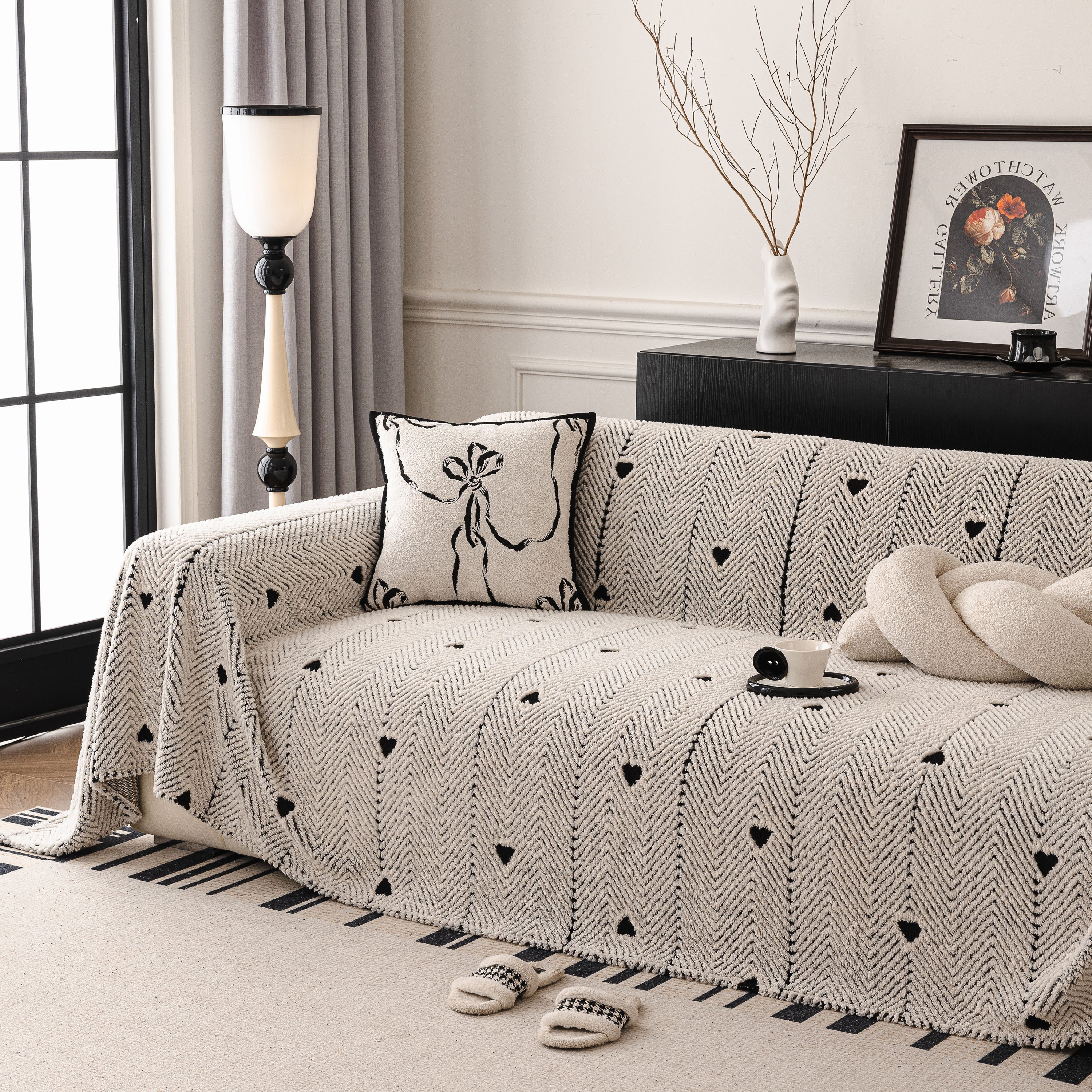 Thick Plush Sofa Cover Throw for Couch, 3D Textured Herringbone Washable Slipcover - Image 30