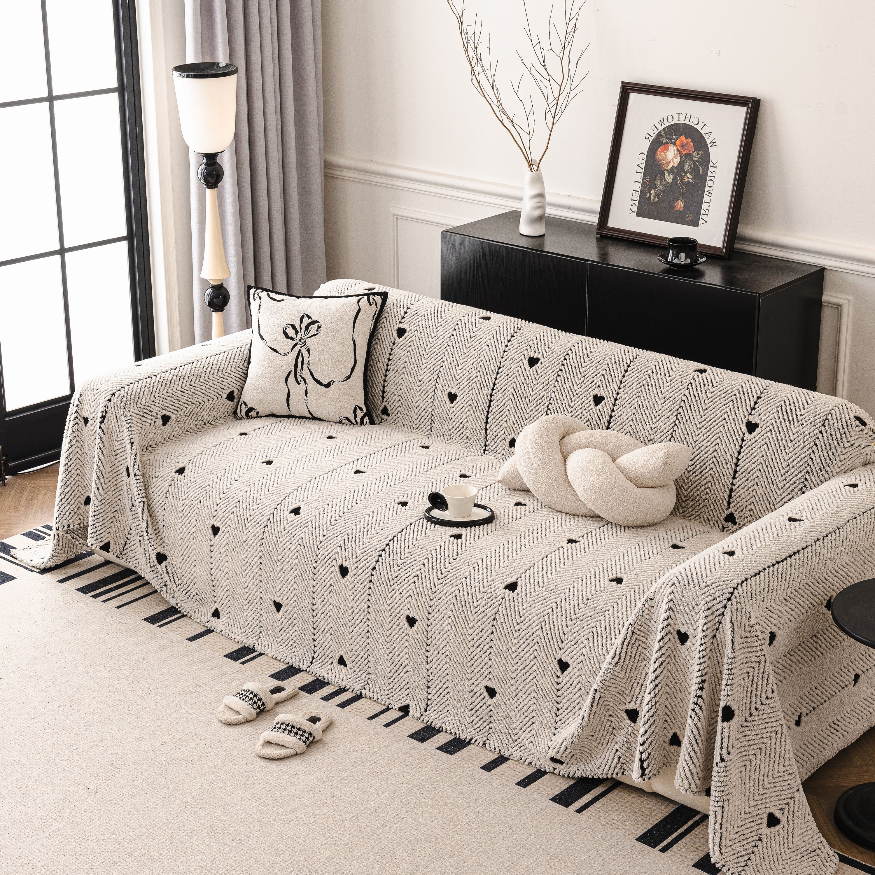 Thick Plush Sofa Cover Throw for Couch, 3D Textured Herringbone Washable Slipcover - Image 31
