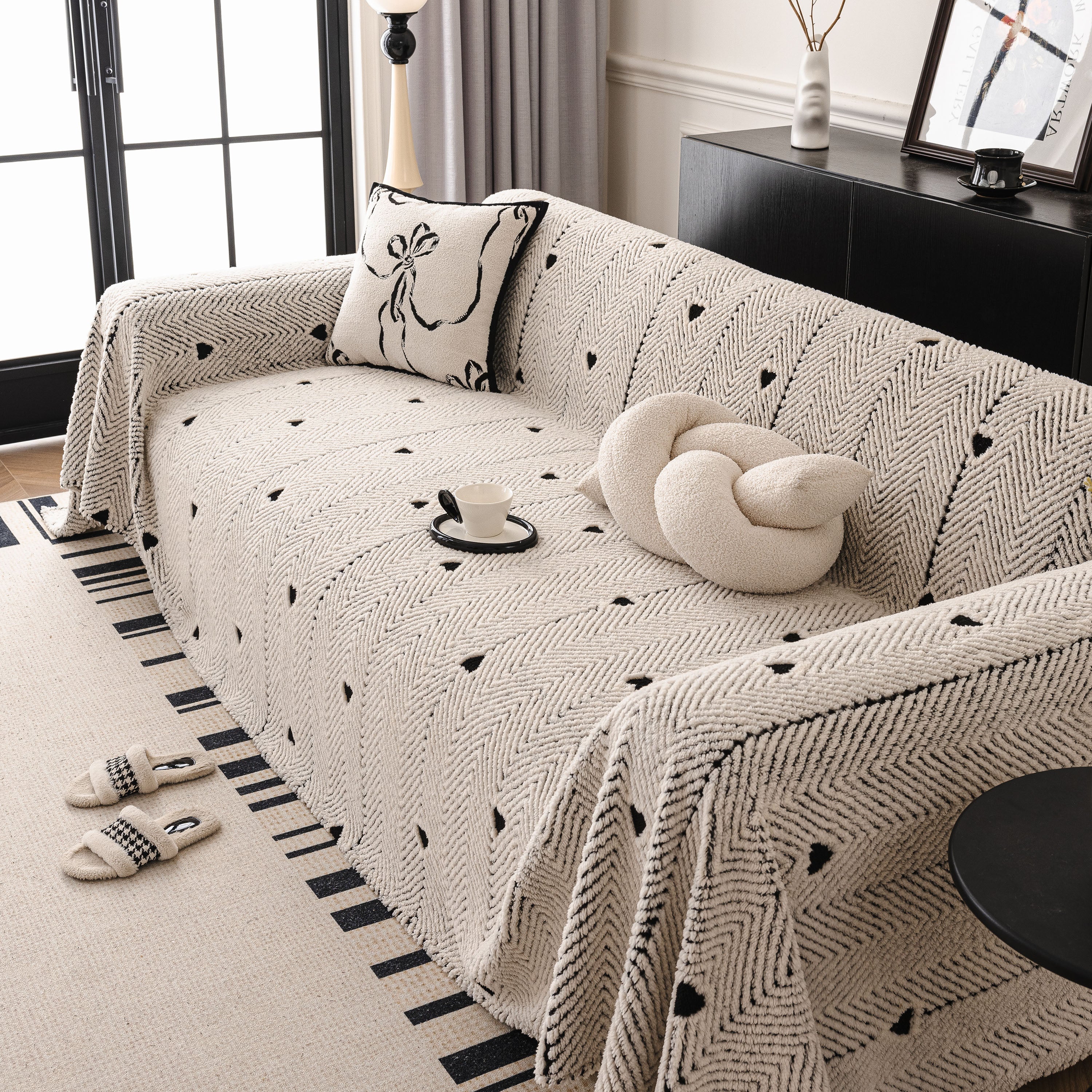 Thick Plush Sofa Cover Throw for Couch, 3D Textured Herringbone Washable Slipcover - Image 32