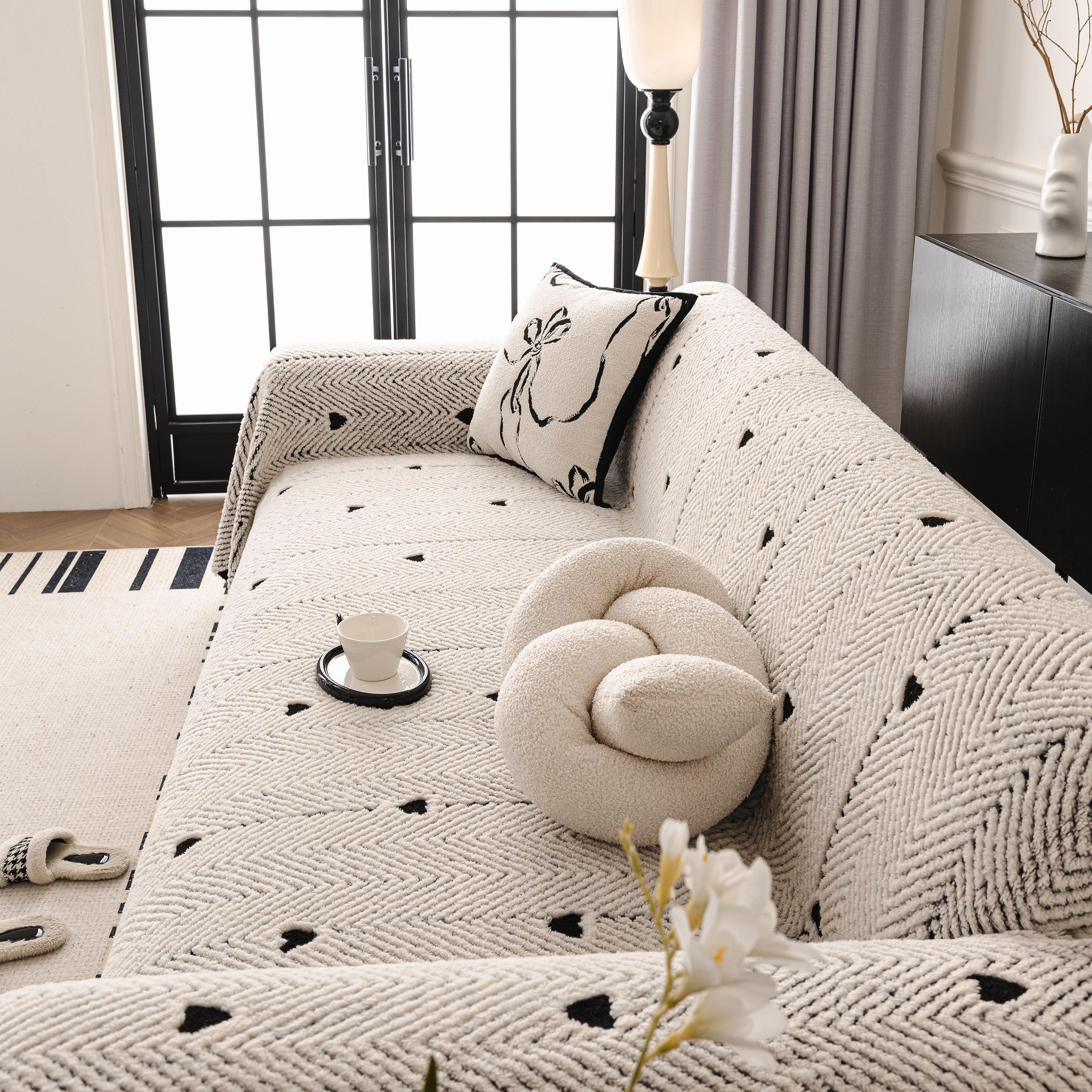 Thick Plush Sofa Cover Throw for Couch, 3D Textured Herringbone Washable Slipcover - Image 34