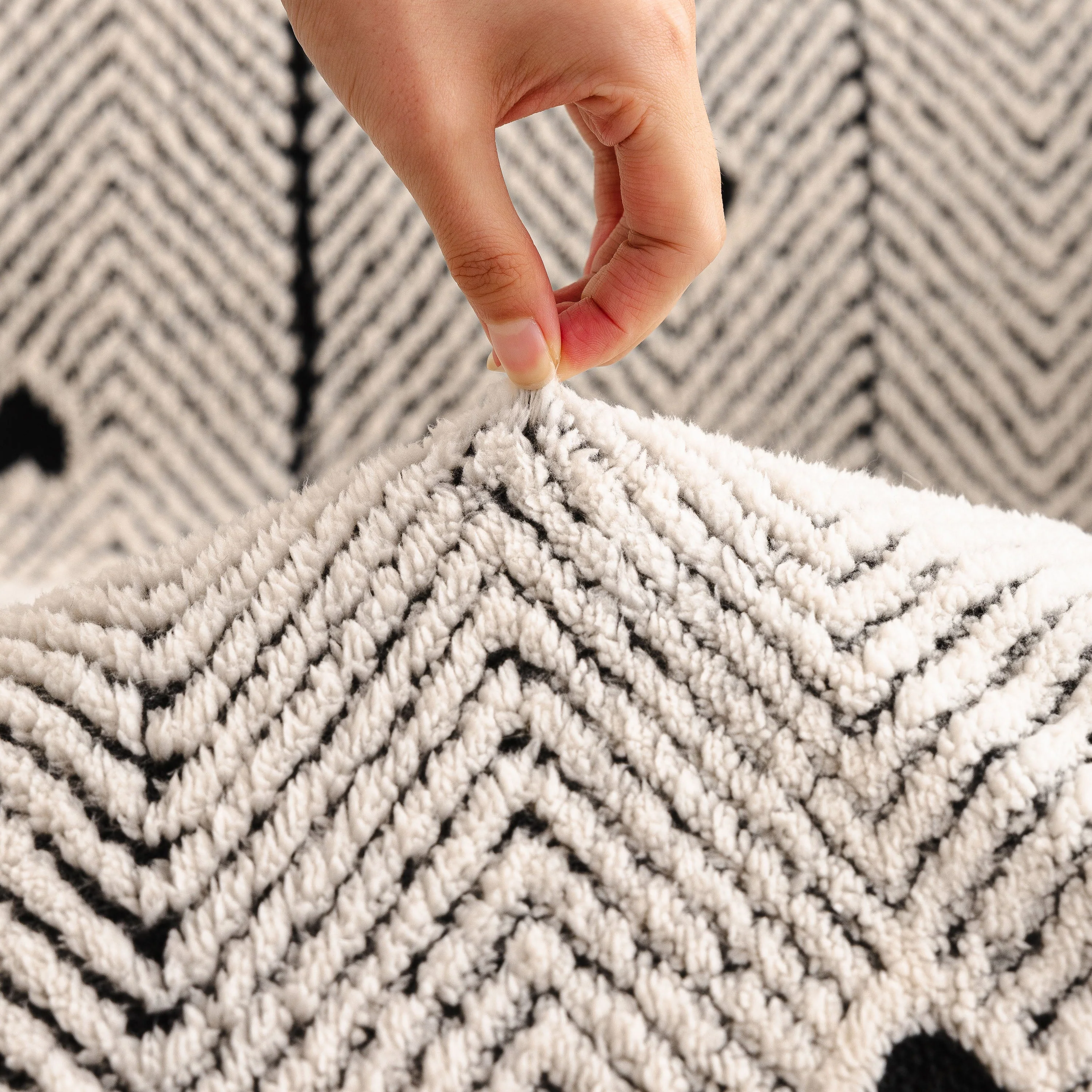 Thick Plush Sofa Cover Throw for Couch, 3D Textured Herringbone Washable Slipcover - Image 44