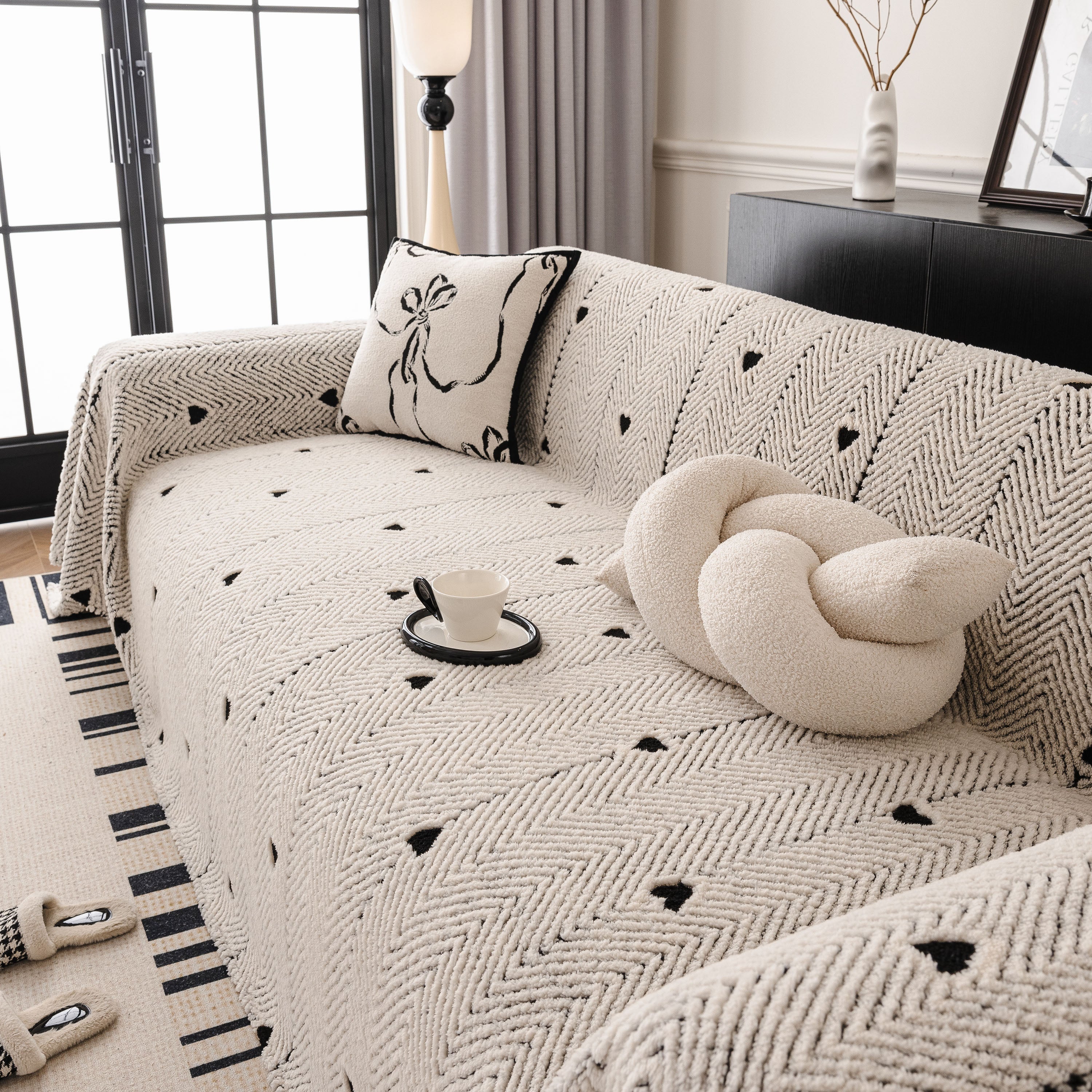 Thick Plush Sofa Cover Throw for Couch, 3D Textured Herringbone Washable Slipcover - Image 49