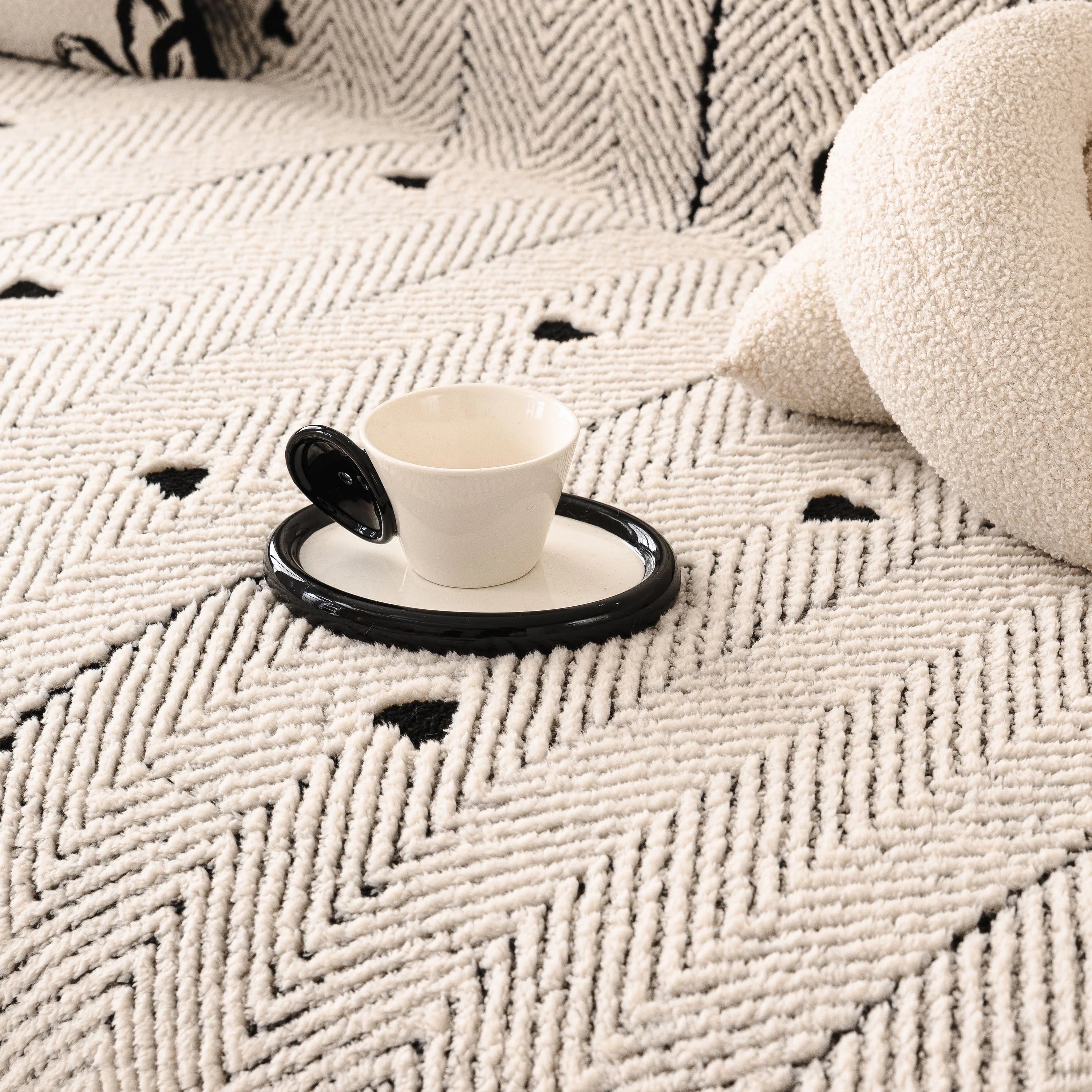 Thick Plush Sofa Cover Throw for Couch, 3D Textured Herringbone Washable Slipcover - Image 51