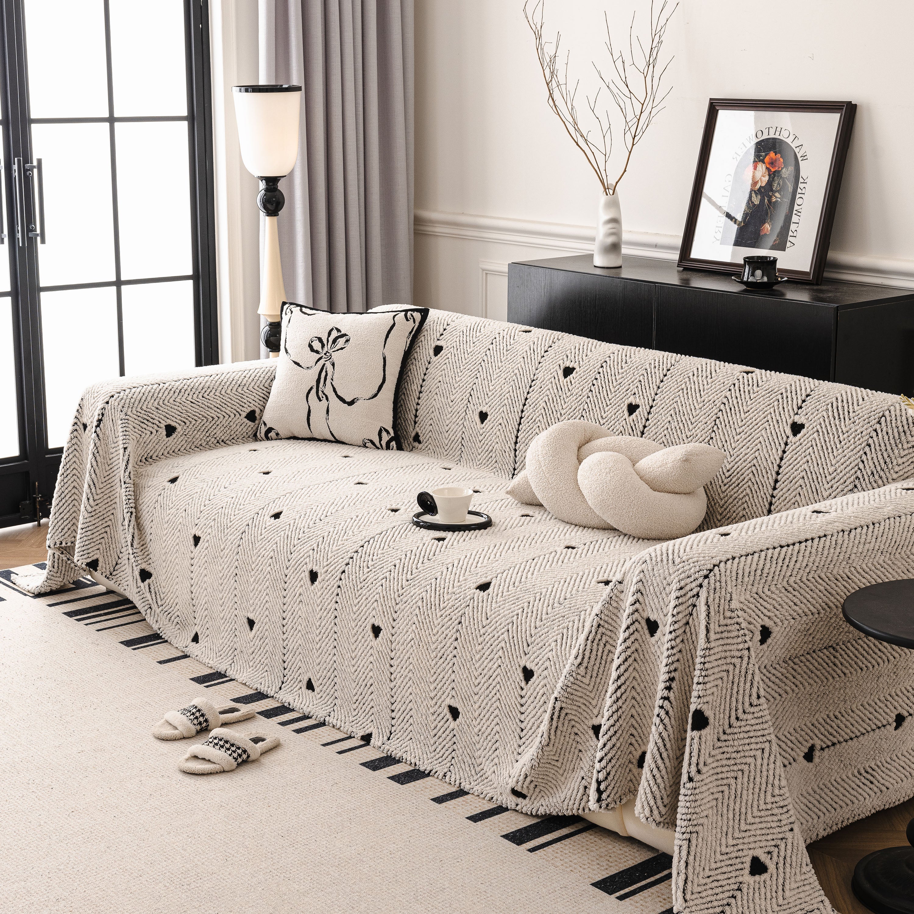 Thick Plush Sofa Cover Throw for Couch, 3D Textured Herringbone Washable Slipcover - Image 64