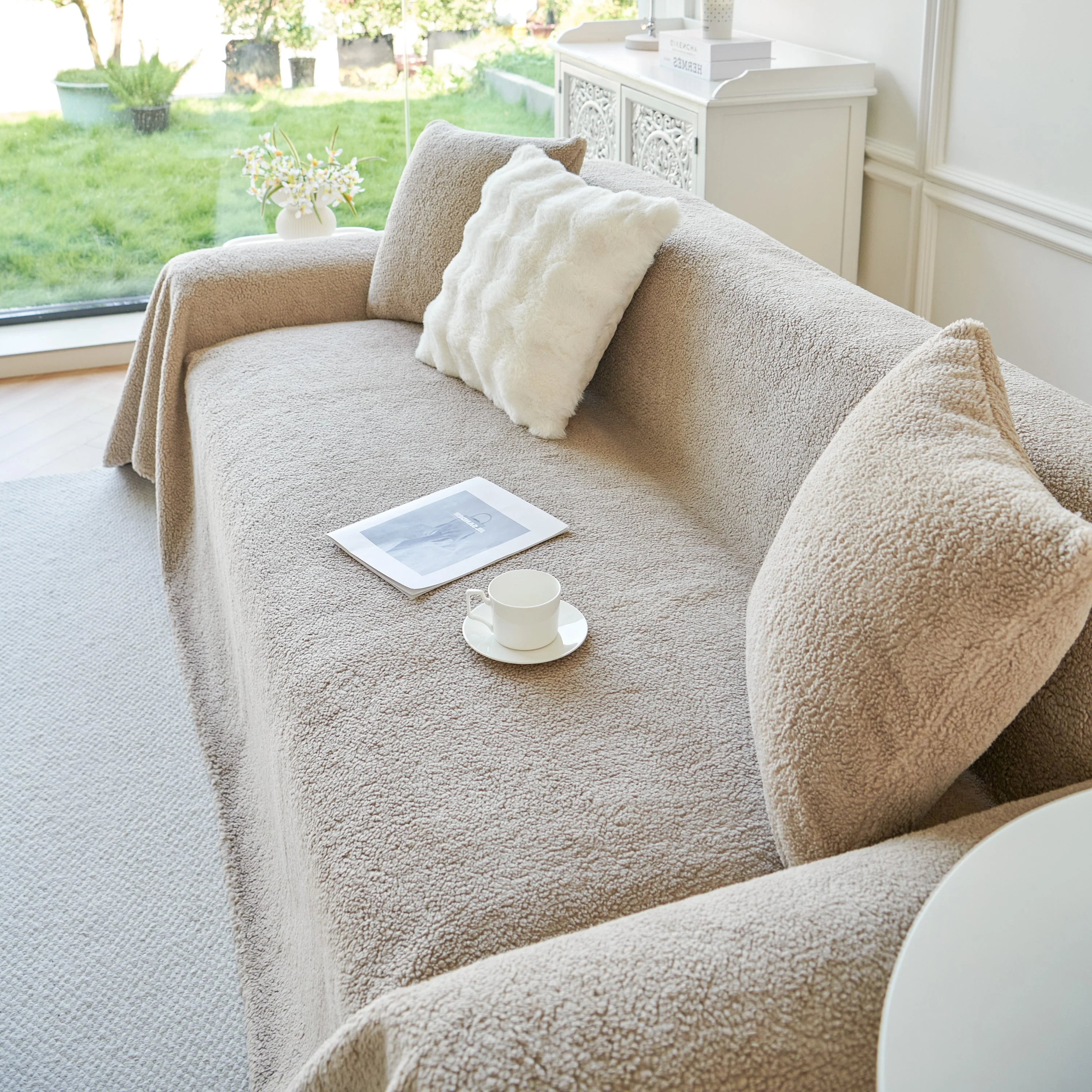 Thick Sherpa Fleece Sofa Protector Cover Stylish Durable Slipcovers for Couches and Chairs - Image 101