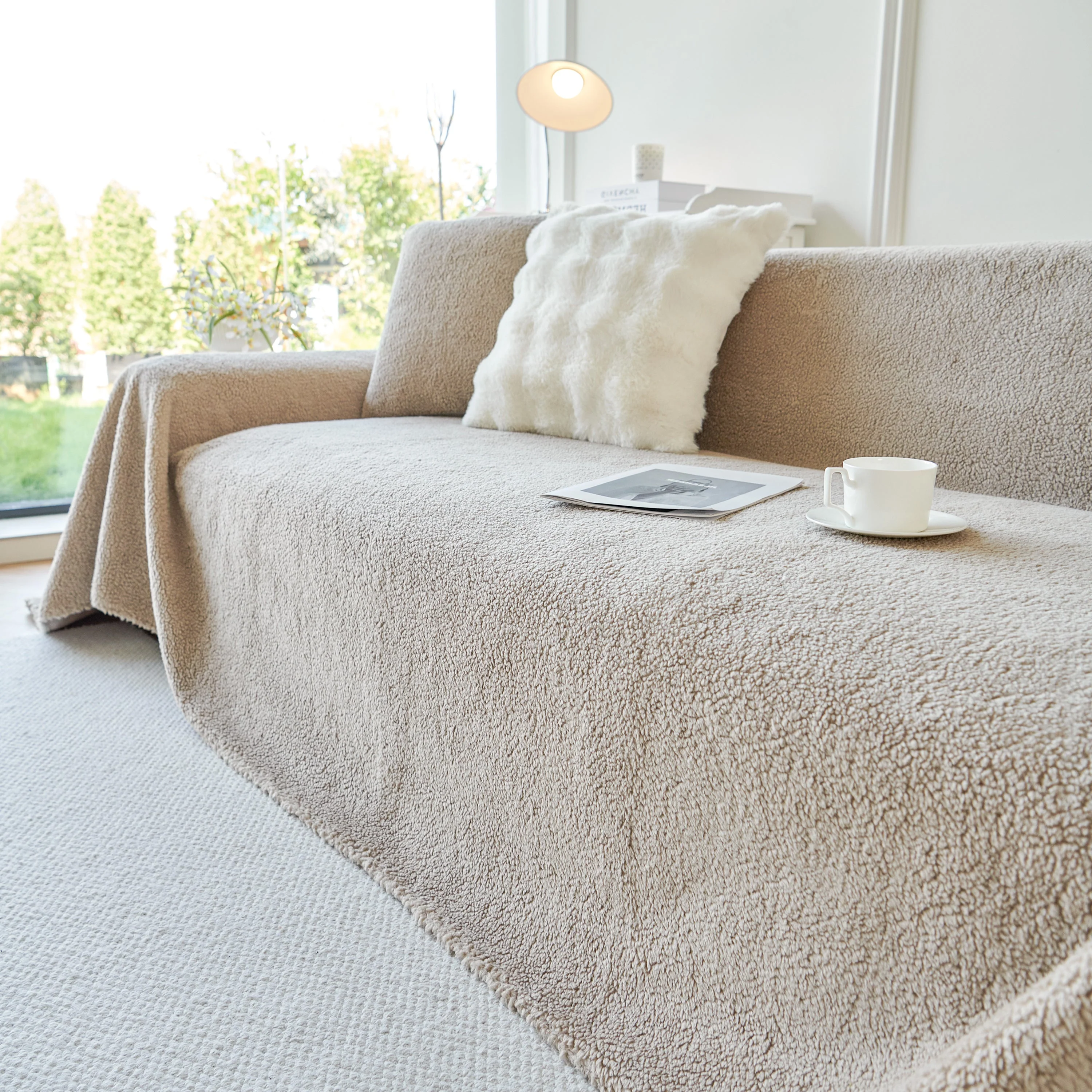 Thick Sherpa Fleece Sofa Protector Cover Stylish Durable Slipcovers for Couches and Chairs - Image 103