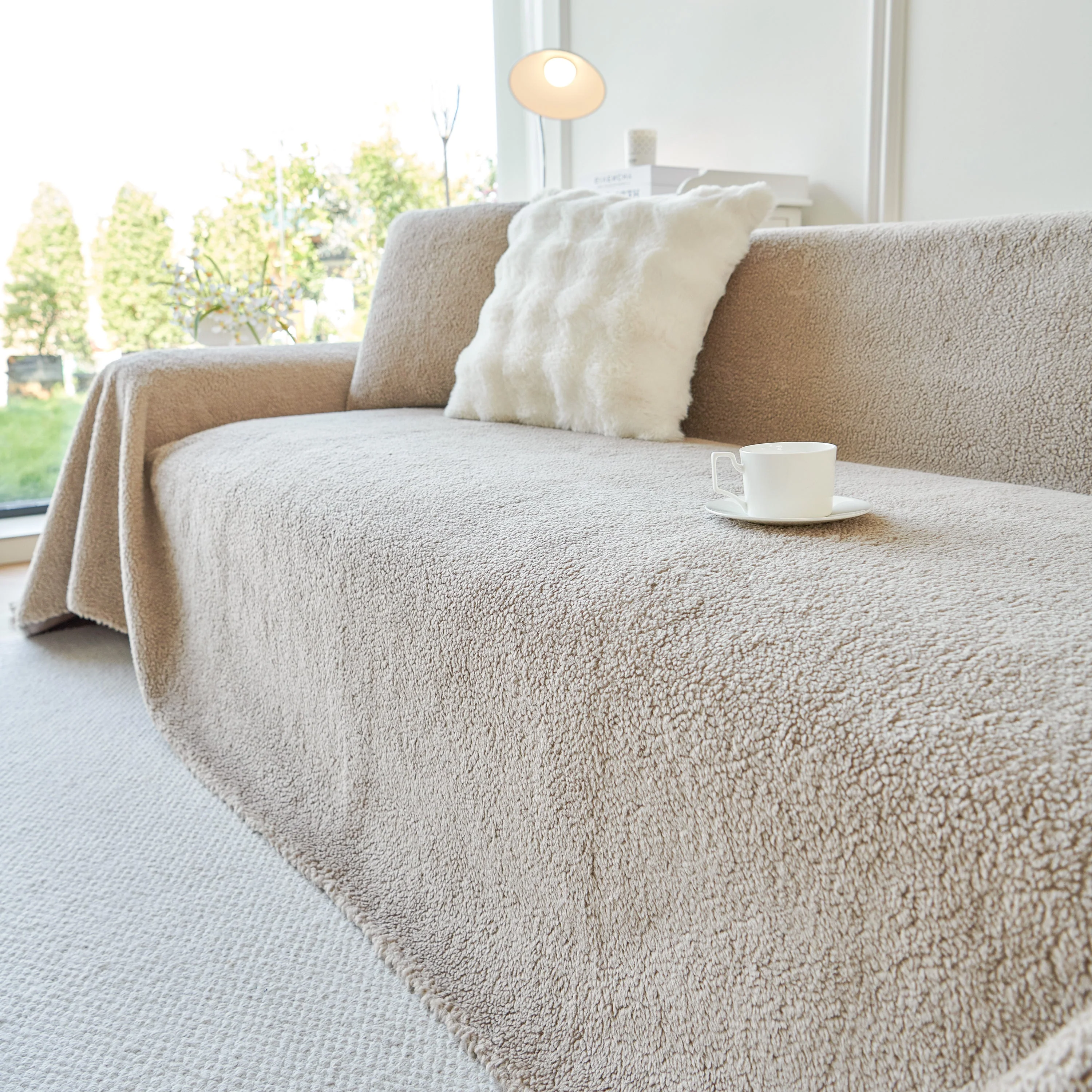Thick Sherpa Fleece Sofa Protector Cover Stylish Durable Slipcovers for Couches and Chairs - Image 105