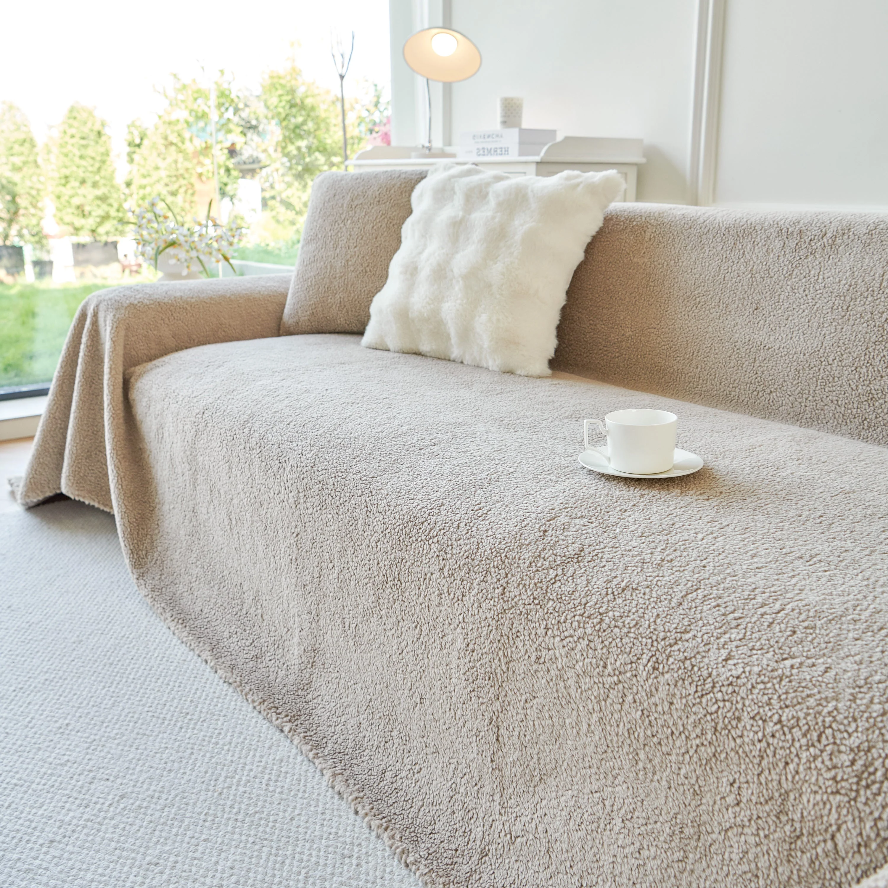Thick Sherpa Fleece Sofa Protector Cover Stylish Durable Slipcovers for Couches and Chairs - Image 106