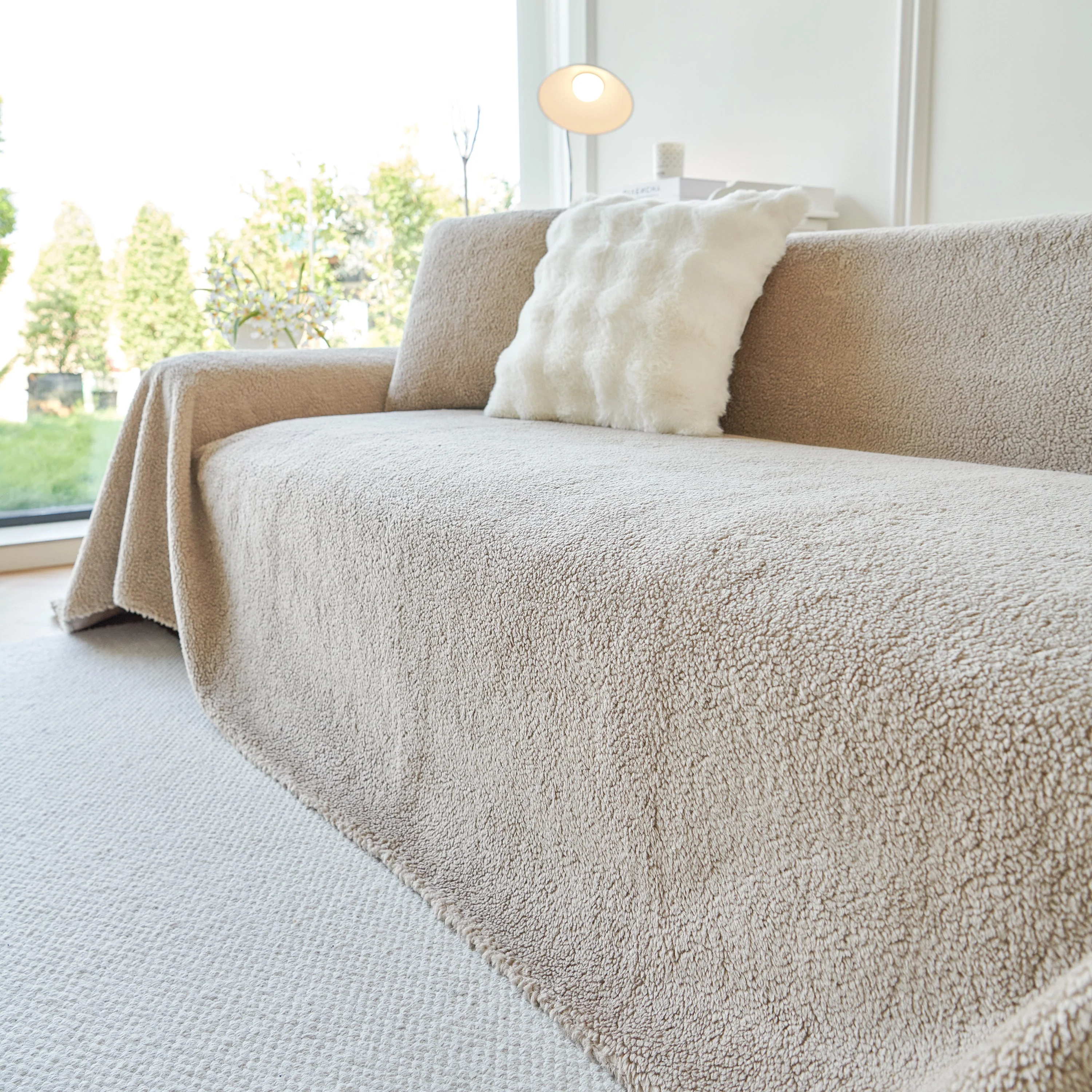 Thick Sherpa Fleece Sofa Protector Cover Stylish Durable Slipcovers for Couches and Chairs - Image 107