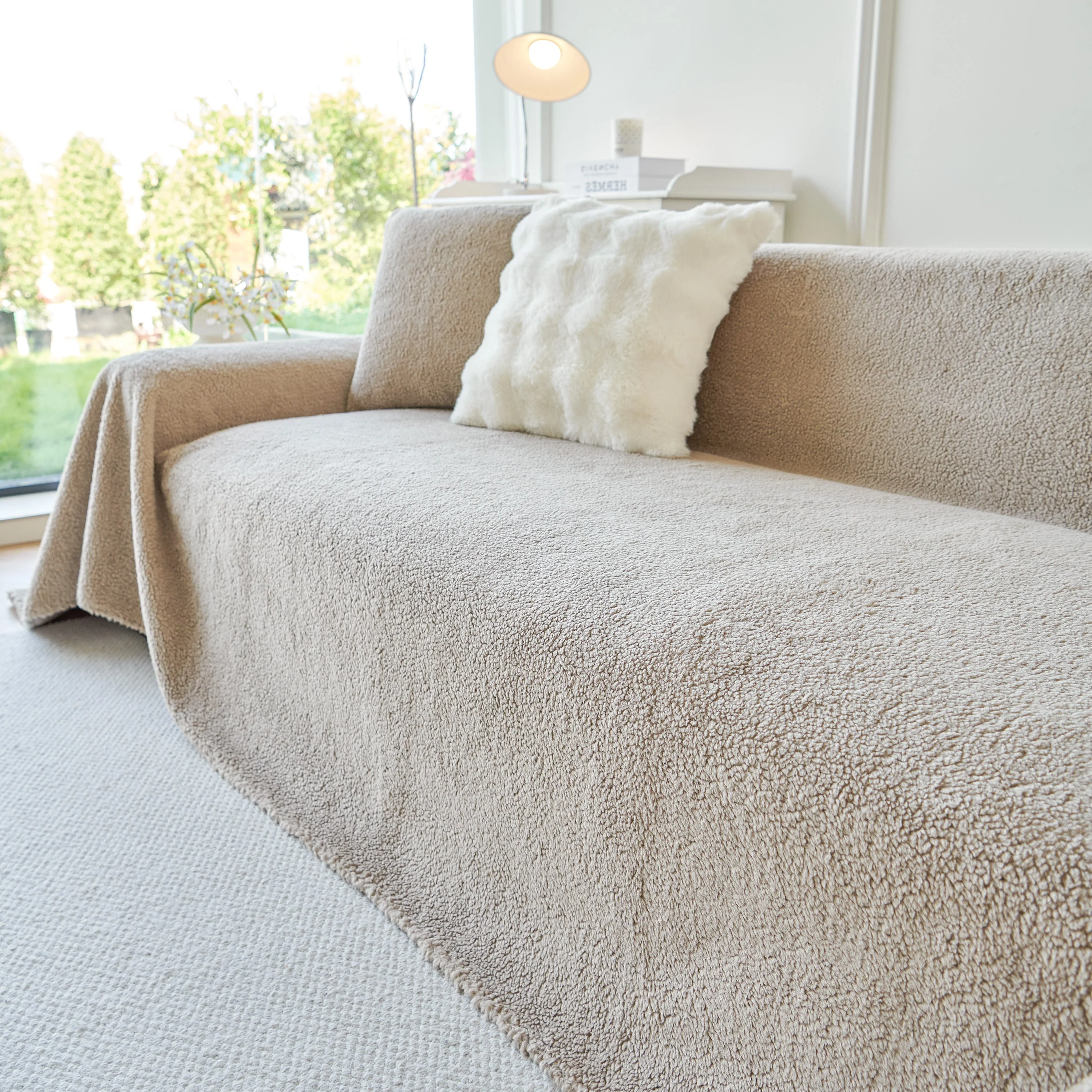 Thick Sherpa Fleece Sofa Protector Cover Stylish Durable Slipcovers for Couches and Chairs - Image 108