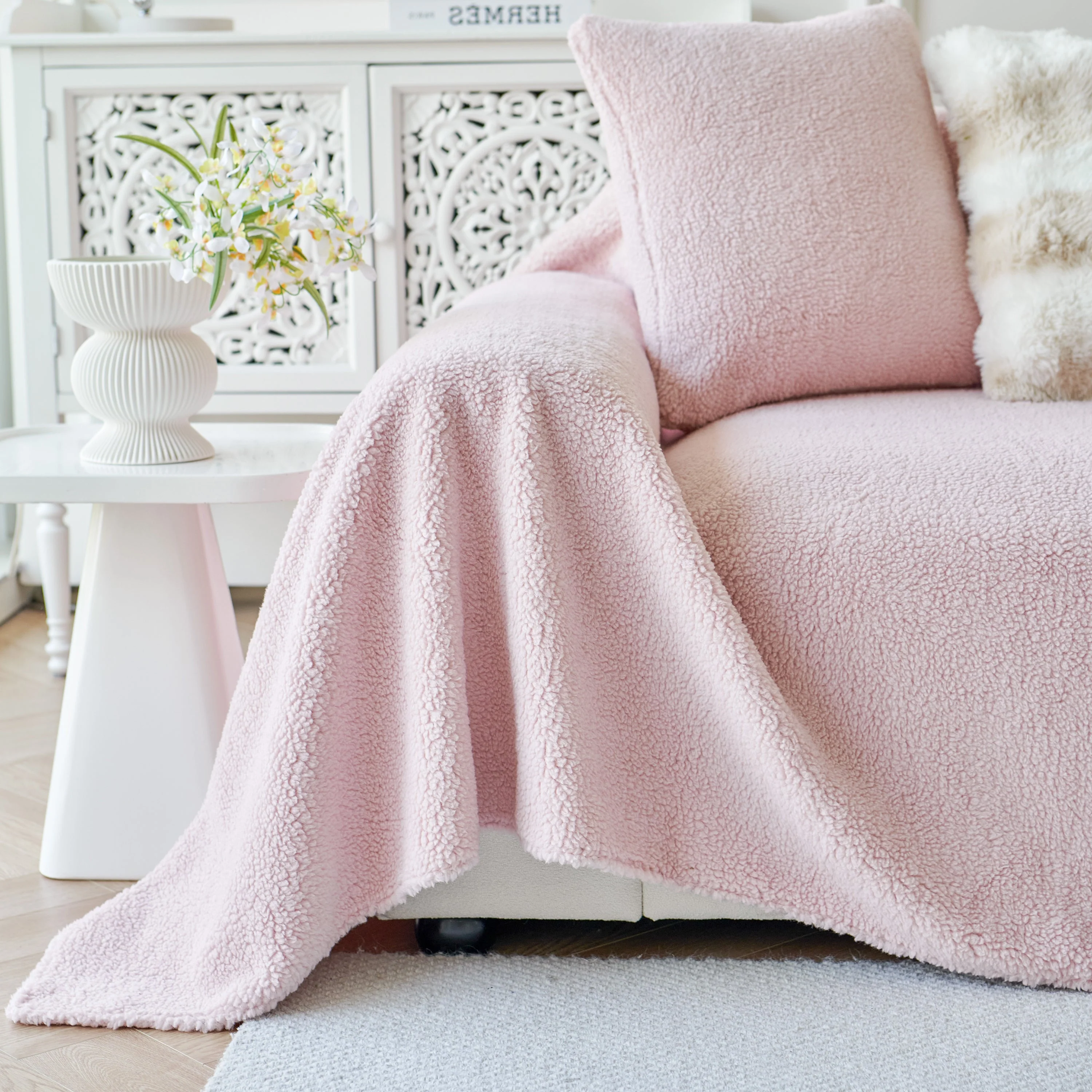 Thick Sherpa Fleece Sofa Protector Cover Stylish Durable Slipcovers for Couches and Chairs - Image 11