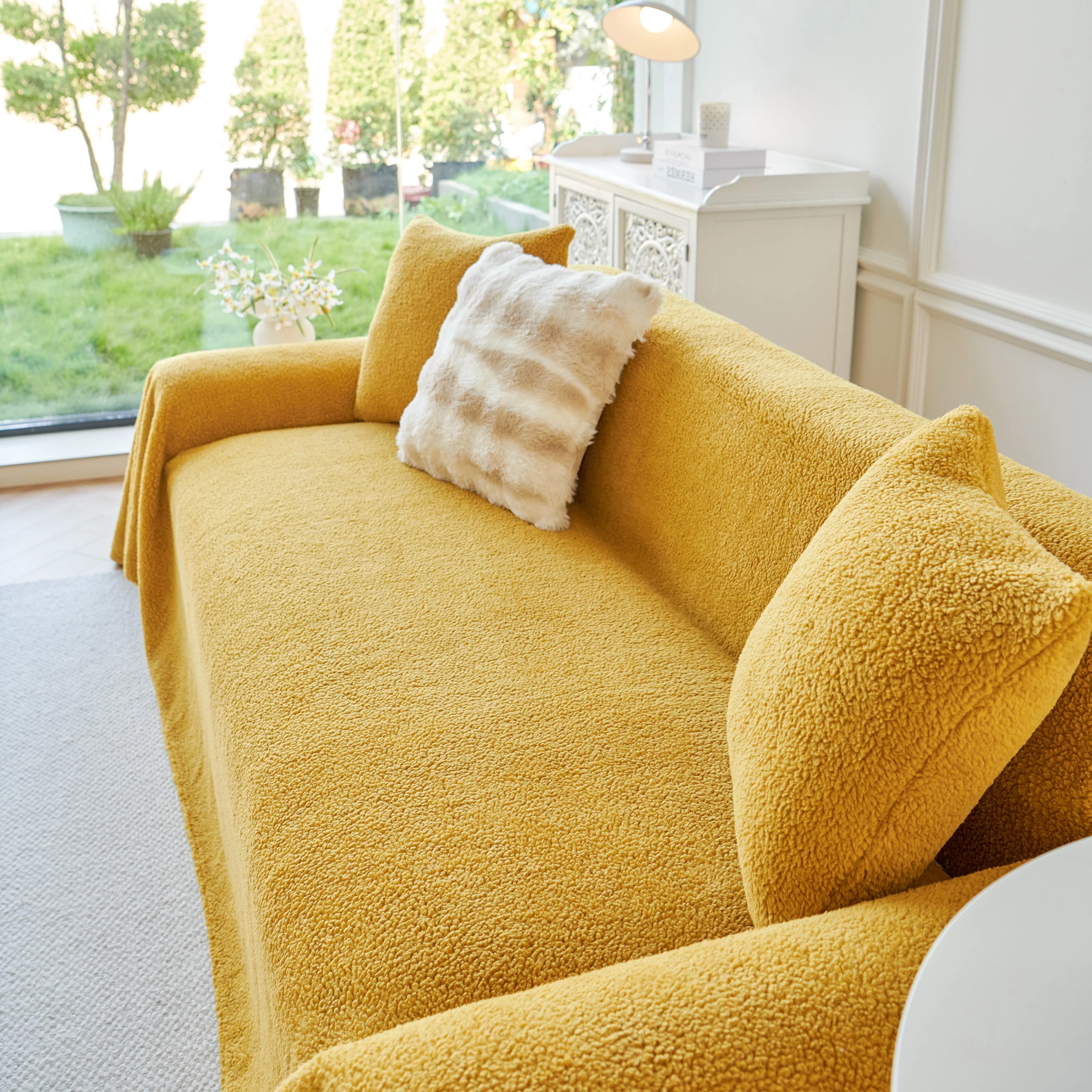 Thick Sherpa Fleece Sofa Protector Cover Stylish Durable Slipcovers for Couches and Chairs - Image 123