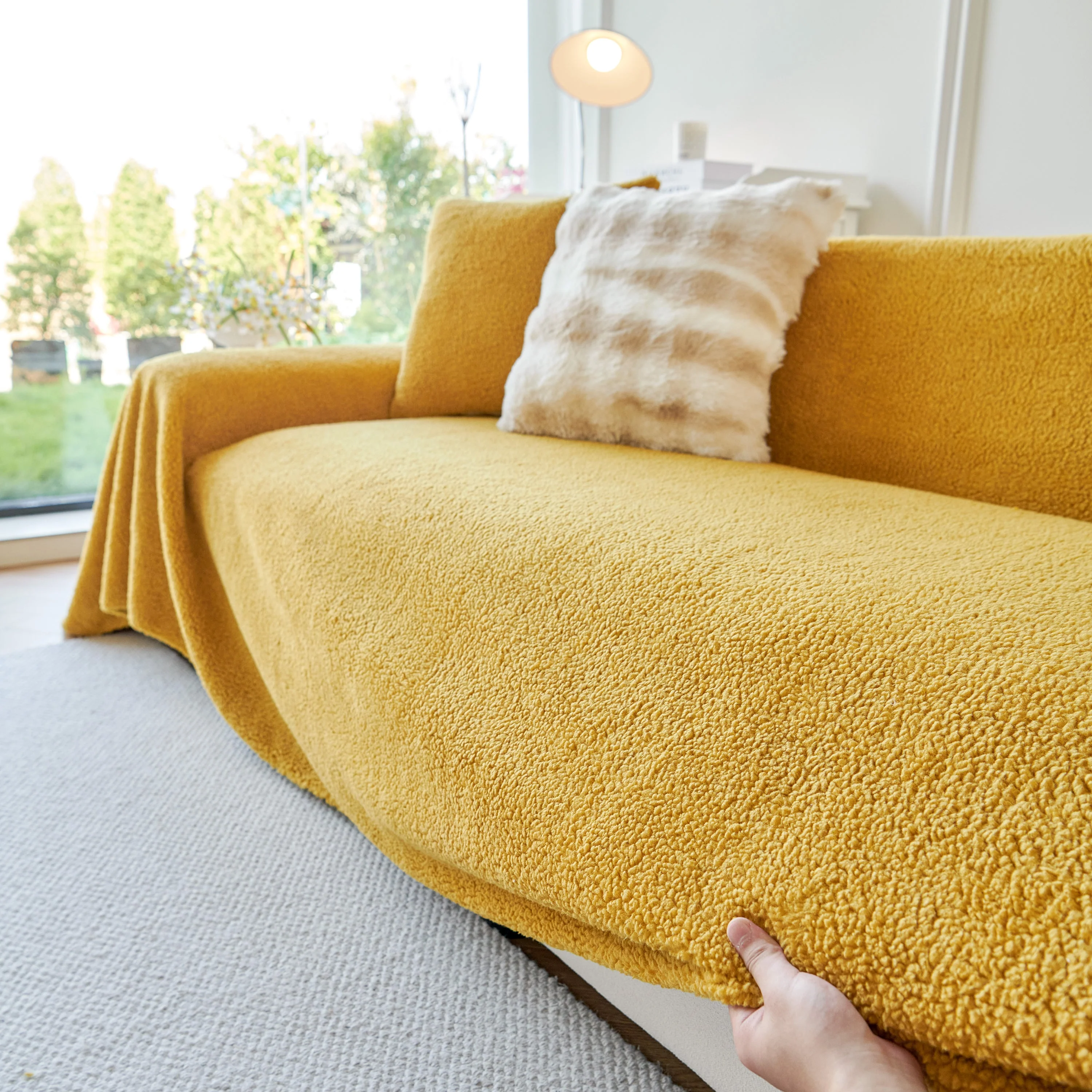Thick Sherpa Fleece Sofa Protector Cover Stylish Durable Slipcovers for Couches and Chairs - Image 125